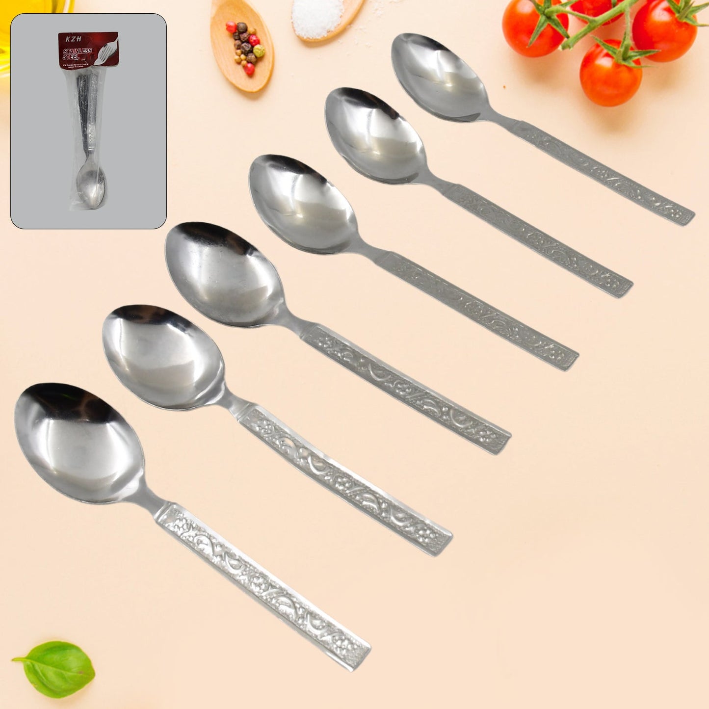 Stainless Steel Medium Dinner Table Spoon (Set of 12Pcs) - Springkart 