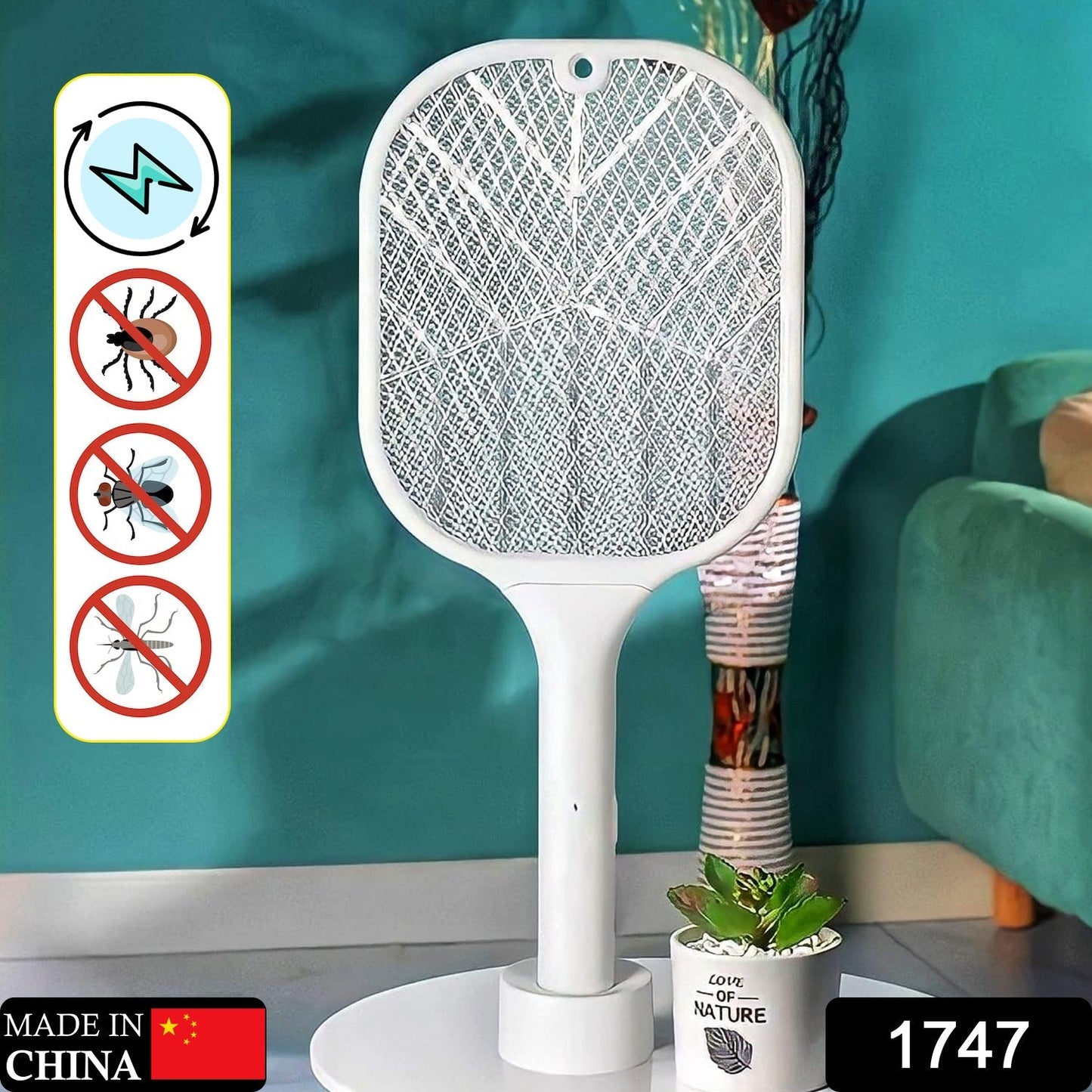 Rechargeable Mosquito Killer Racket with UV Light & USB Charging Base - Springkart 
