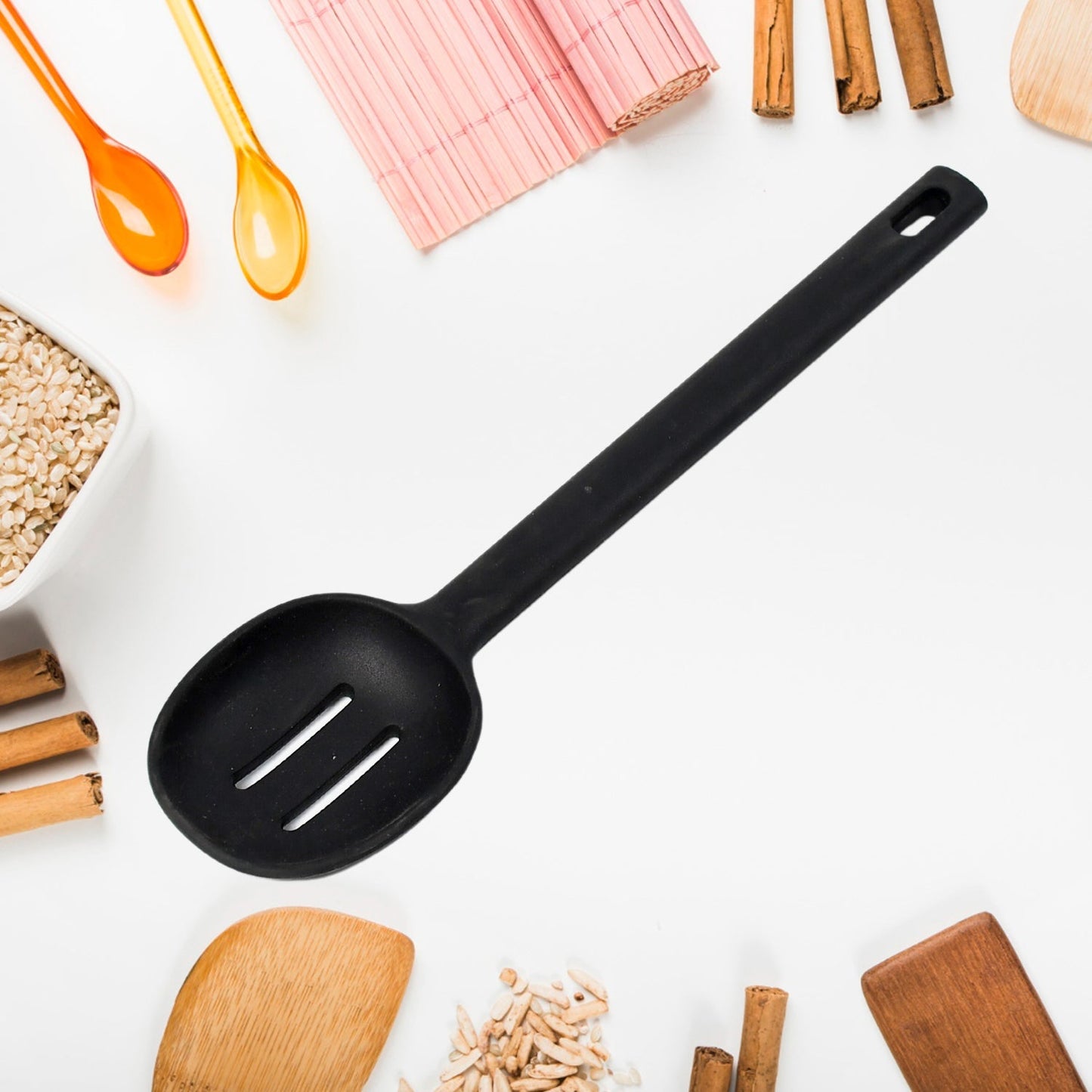 SILICON NON-STICK HEAT RESISTANT KITCHEN ITEM PREMIUM SPOON ( 1PC ) - Springkart 