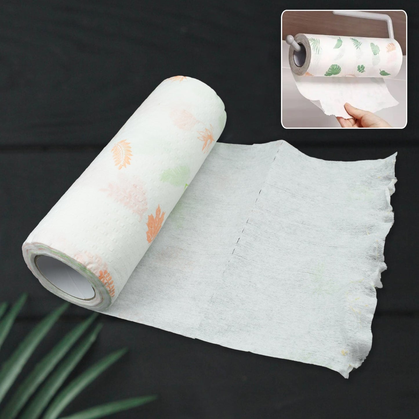 Non Woven Reusable and Washable Kitchen Printed Tissue Roll Non-stick Oil Absorbing Paper Roll Kitchen Special Paper Towel Wipe Paper Dish Cloth Cleaning Cloth 40 sheets / Pulls - Springkart 