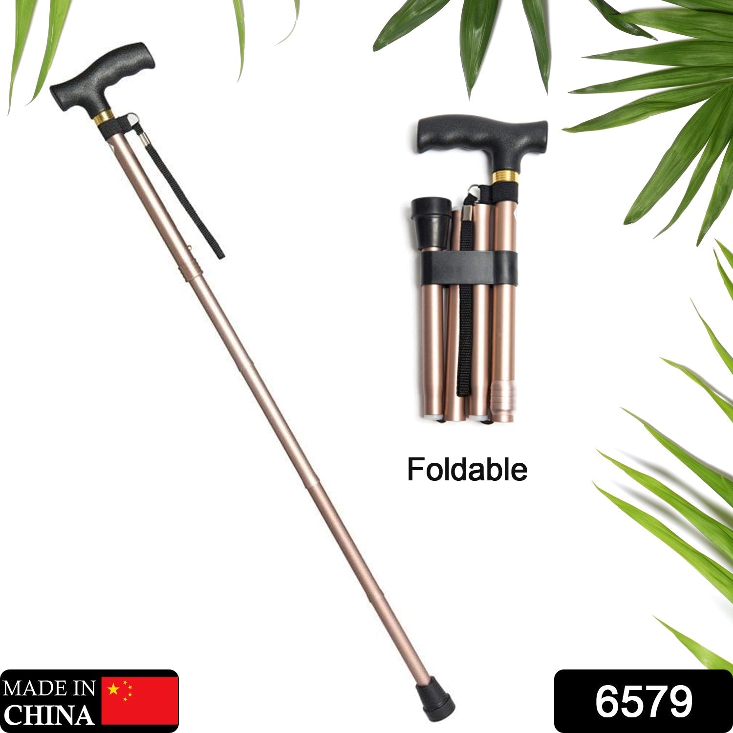 Foldable Walking Cane for Men, Women - Fold-up, Collapsible, Lightweight, Adjustable, Portable Hand Walking Stick - Balancing Mobility Aid - Sleek, Comfortable T Handles - Springkart 