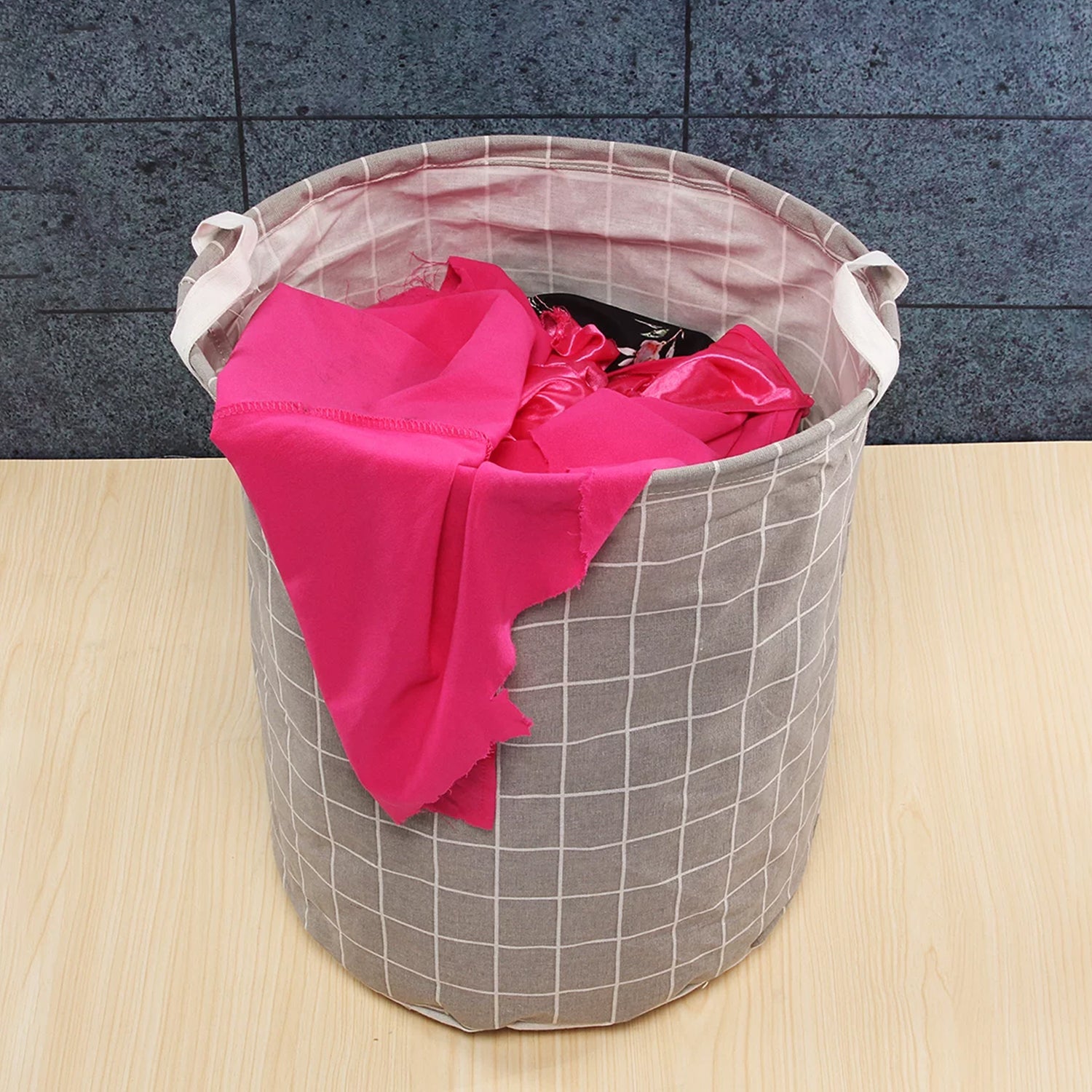 Folding Laundry Basket Round Storage Bag (1 Pc / 40 × 30 Cm) - Springkart 