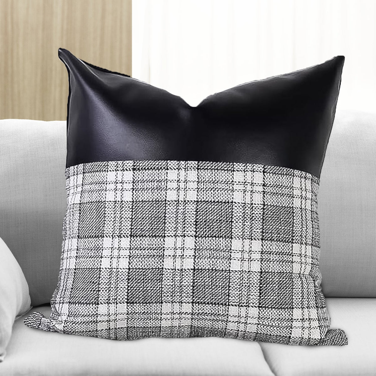 Pillow Covers Cushion Cases Soft Leather and Cotton (23 × 22 Inch / 1 Pair / 2 Pc) - Springkart 