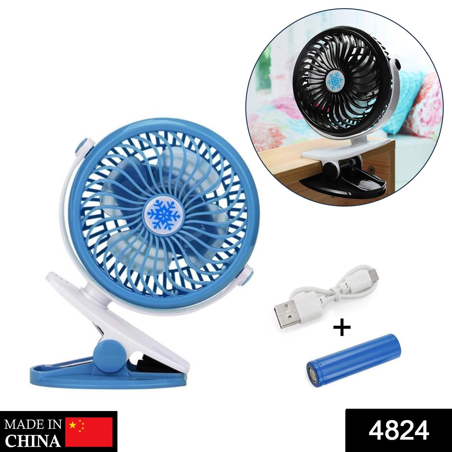 Mini USB Clip Fan widely used in summers for cool down rooms and body purposes.(Battery Not Include) - Springkart 