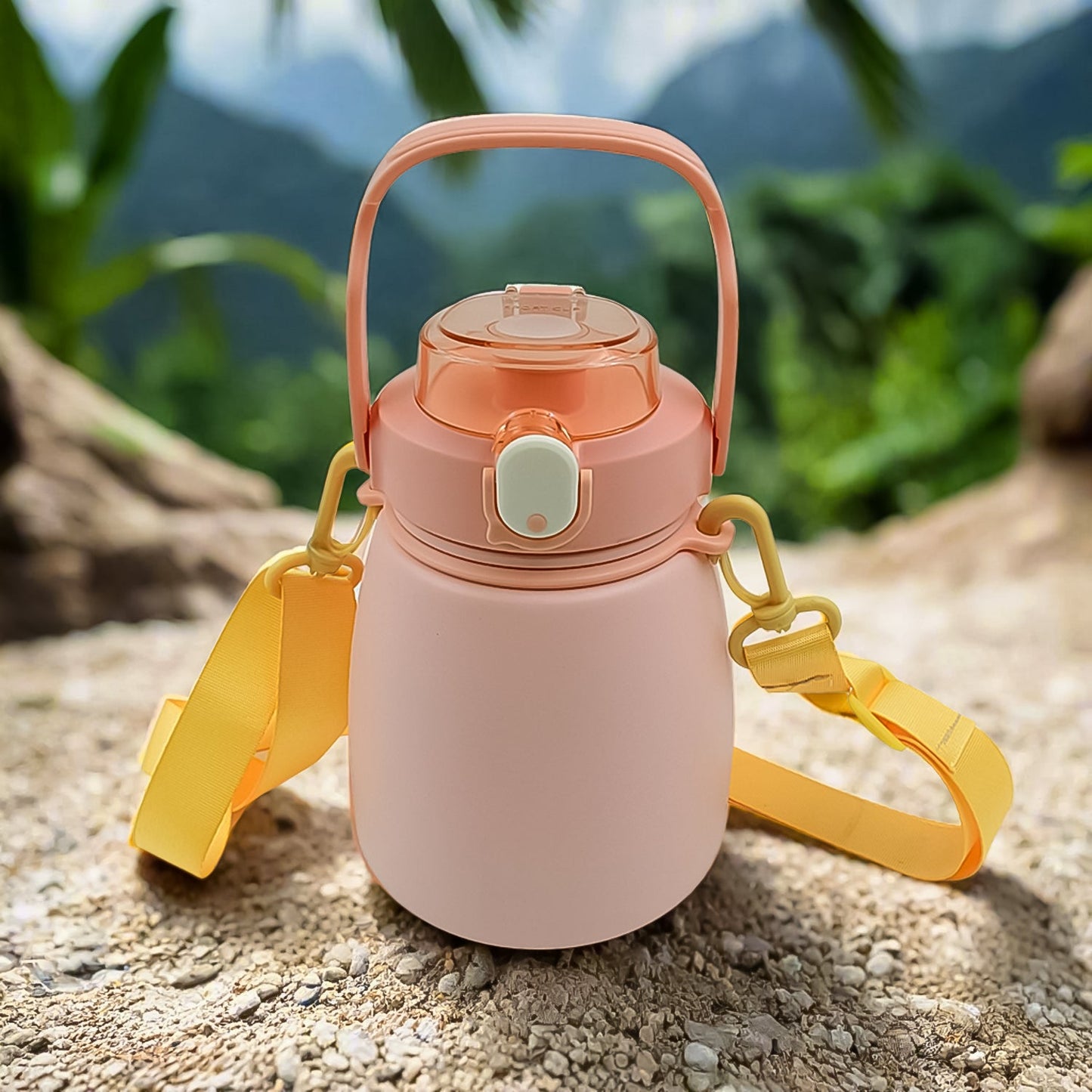 Stainless Steel Mug / Bottle Vacuum Insulated Cup with Handle & Strap (1000 ML) - Springkart 