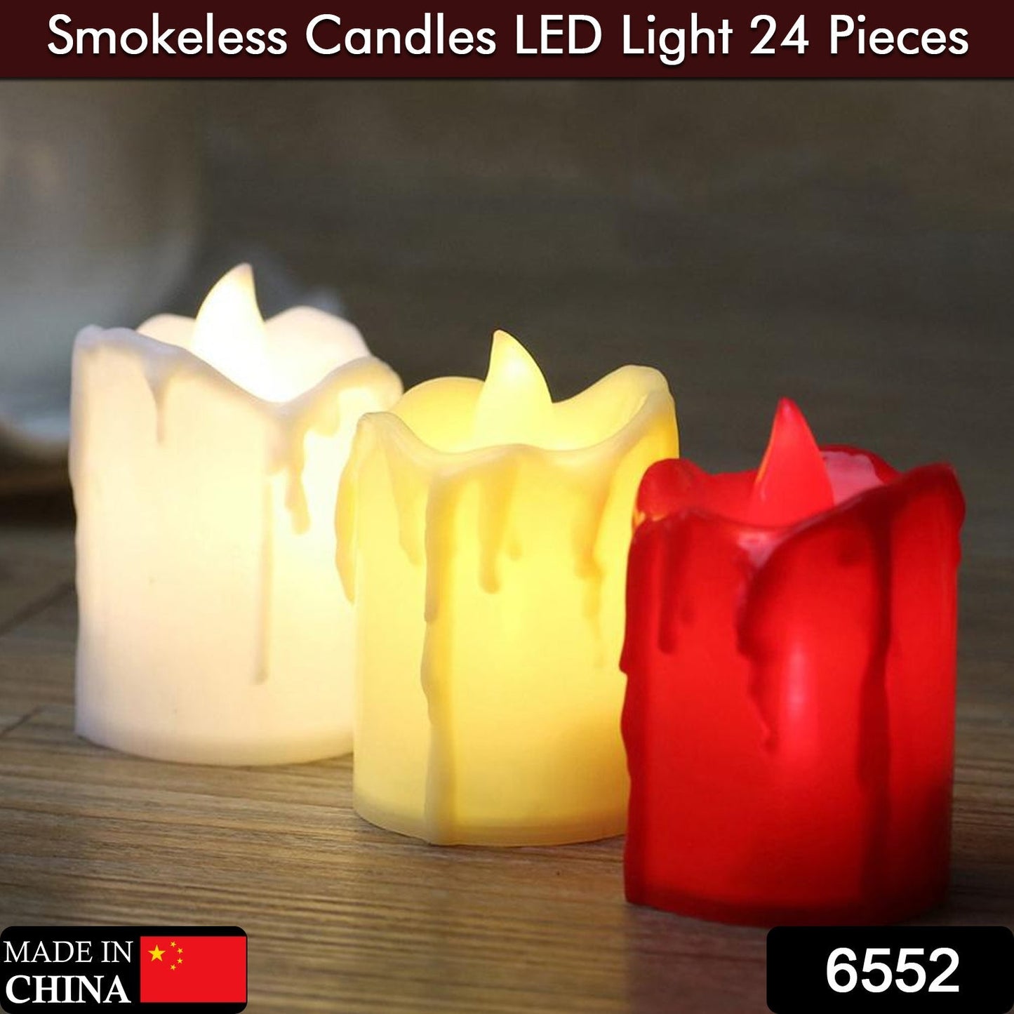 Multicolor Flameless Melted Design Candles for Decoration (Set of 24pc) - Springkart 