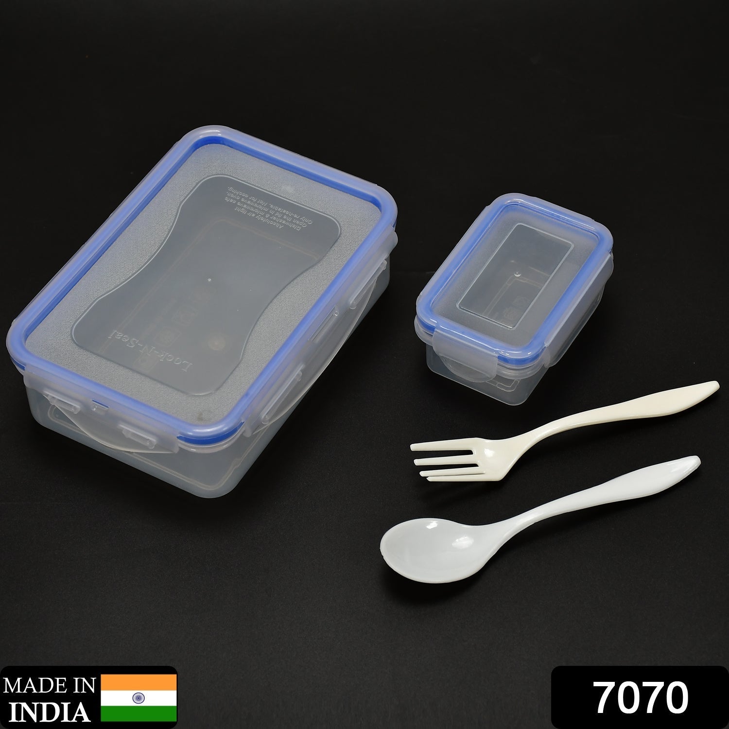 Multipurpose Air Tight 4 Side Lock Food Grade Lunch Box With Small Square Container - Springkart 