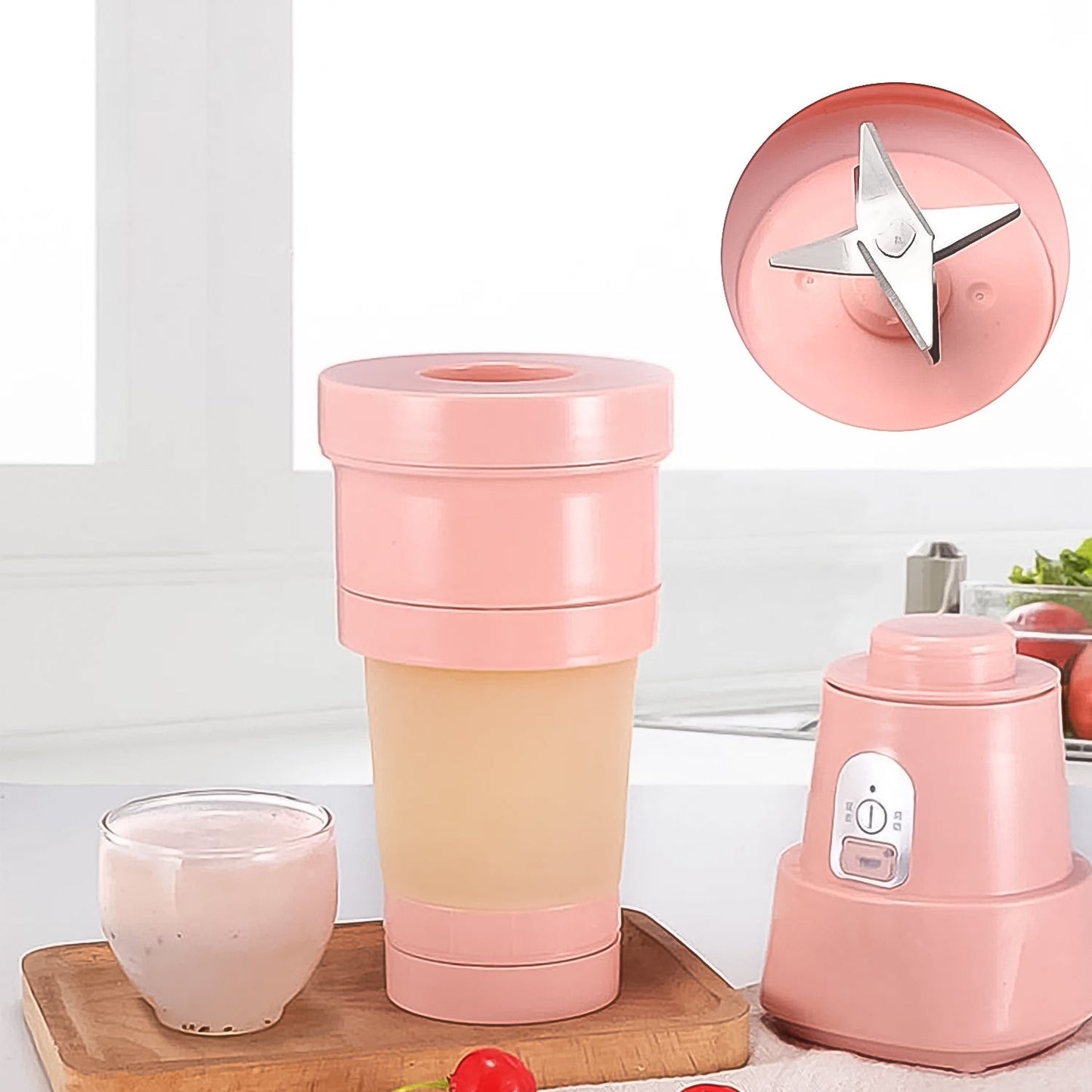 Foldable Electric Juicer, Portable Blender Stainless Steel 6 Blades (500 ML) - Springkart 