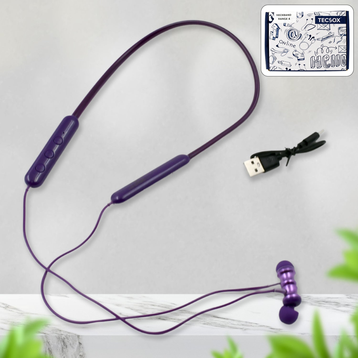 Bluetooth Headphone Neckband Sweat Resistant, Magnetic Earbuds (1 Pc) - Springkart 