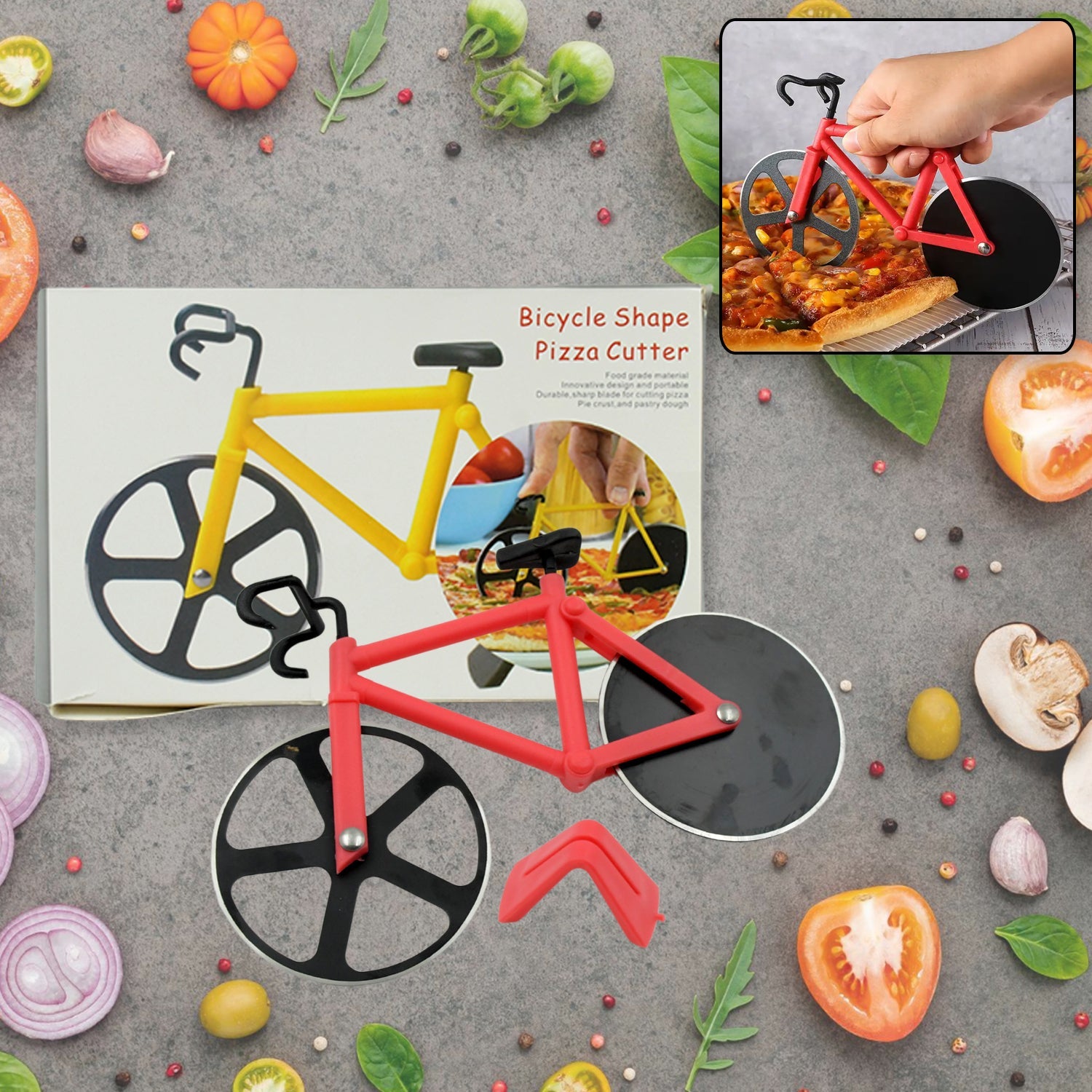 Bicycle Pizza Cutter (1 Pc): Stainless Steel, Unbreakable Handle - Springkart 