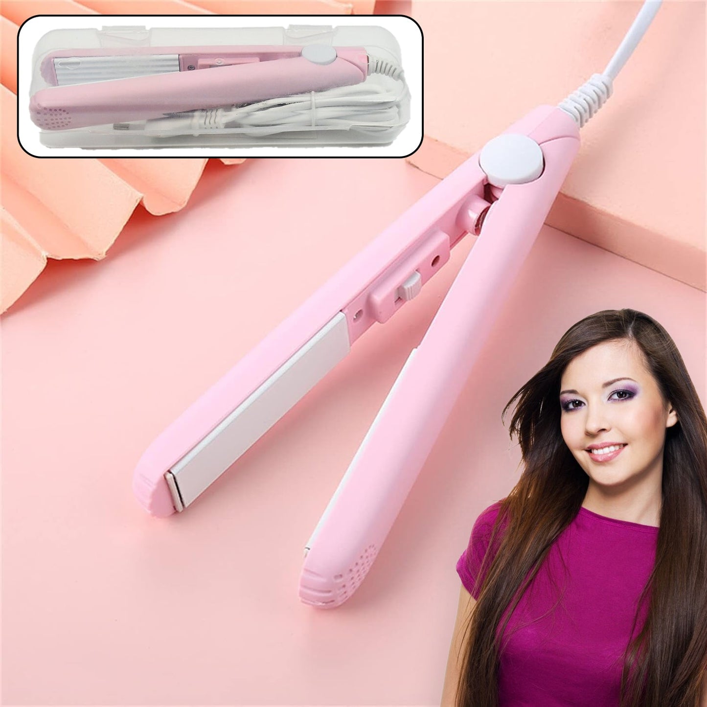 Beauty and Personal Care Professional Ceramic Plate Mini Hair Styler Straightener and Curler - Springkart 