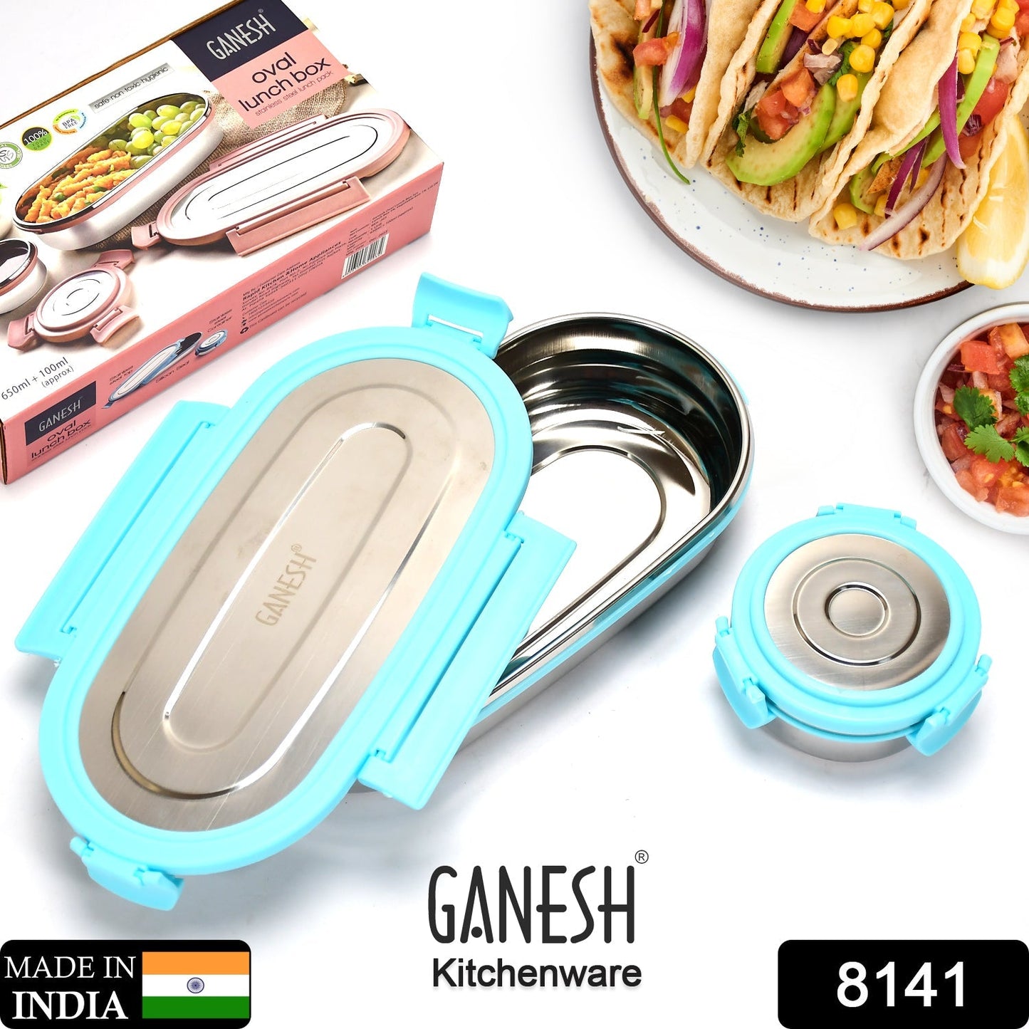 Ganesh Stainless Steel Lunch Box & Small Container ( Set Of 2 Pcs ) - Springkart 