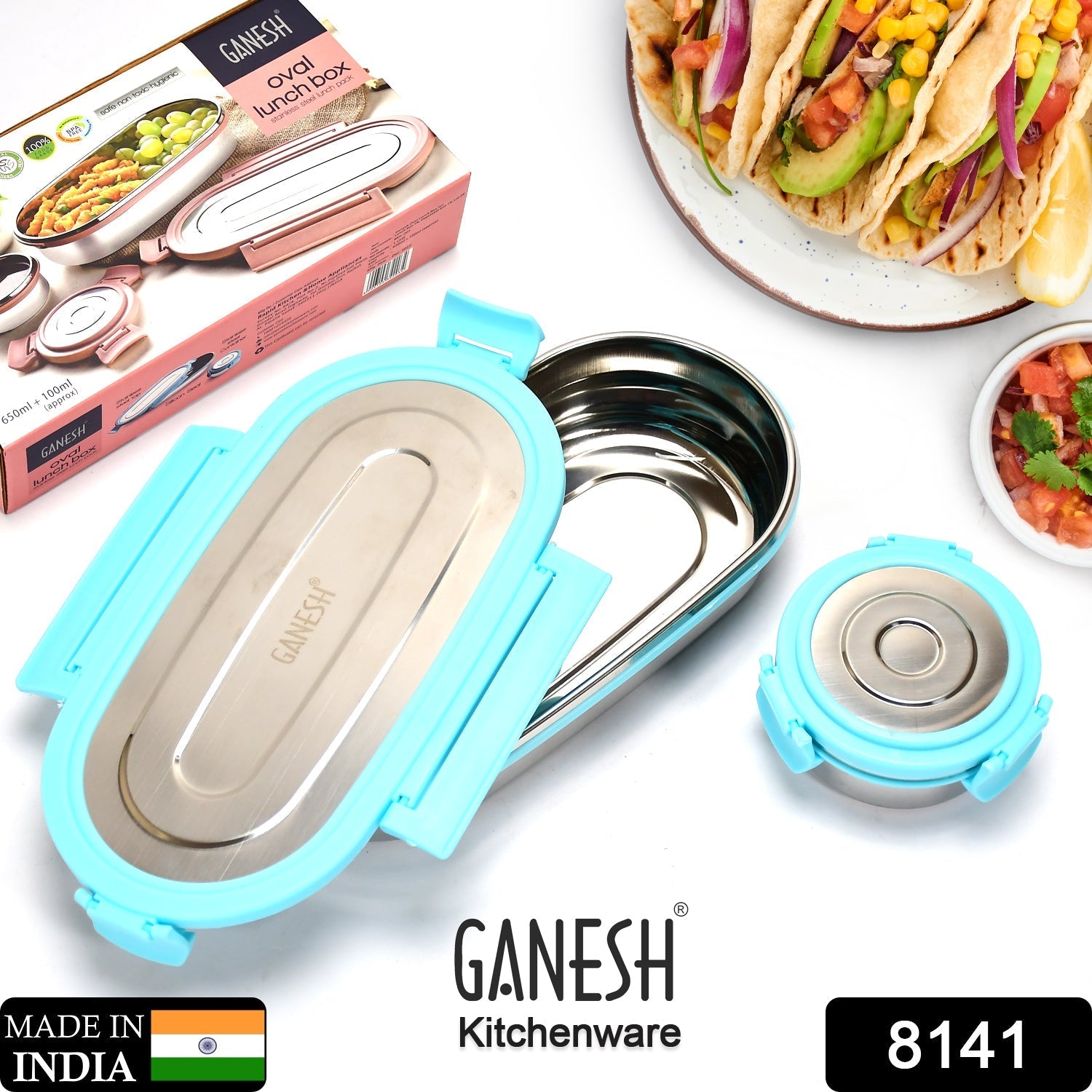 Ganesh Stainless Steel Lunch Box & Small Container ( Set Of 2 Pcs ) - Springkart 