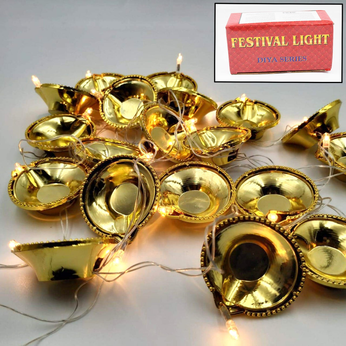 LED Diya Series Light, Fairy Lights for Diwali Decoration (16 Diya) - Springkart 