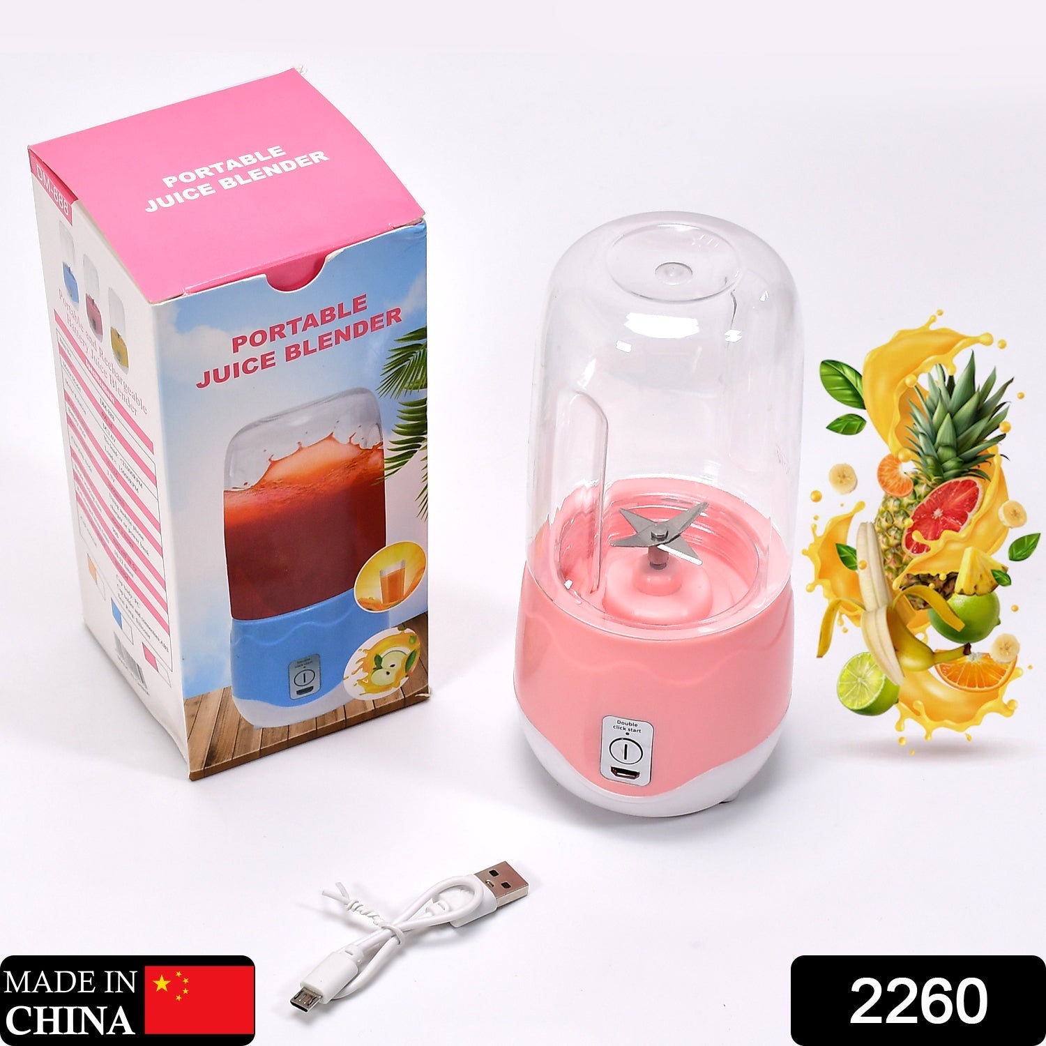 Portable Blender, Personal Blender Juicer Cup, Mini Handheld Blender with 4 Blades, Mixer for Fruit Shakes and Smoothies, Portable Juicer (Multicolor) - Springkart 