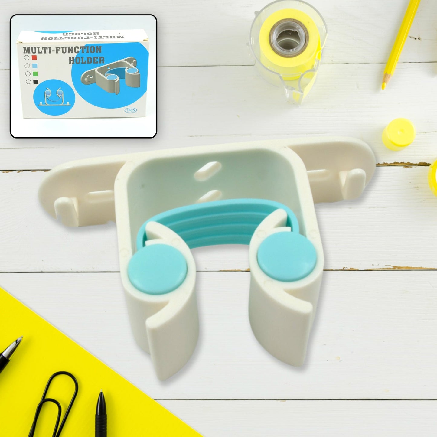 Multifunctional Holder With 4 Screw Wall Mounted Broom Organizer Cleaning Tools Holder Hanger, Hanging Hook for Bathroom Kitchen, Multi Function Holder Garage Clip Bike Hanger Wall Mount Set (1 Pc) - Springkart 