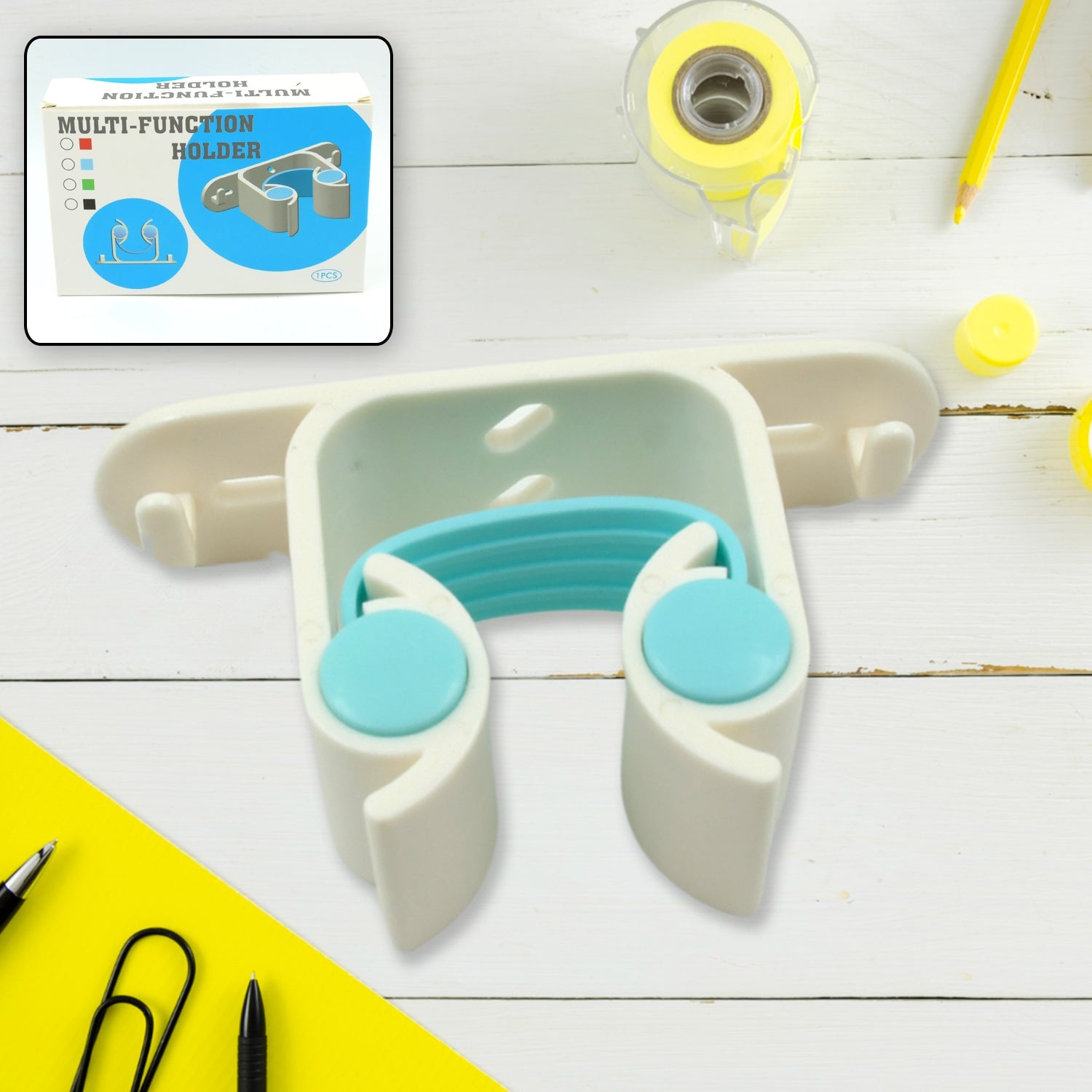 Multifunctional Holder With 4 Screw Wall Mounted Broom Organizer Cleaning Tools Holder Hanger, Hanging Hook for Bathroom Kitchen, Multi Function Holder Garage Clip Bike Hanger Wall Mount Set (1 Pc) - Springkart 