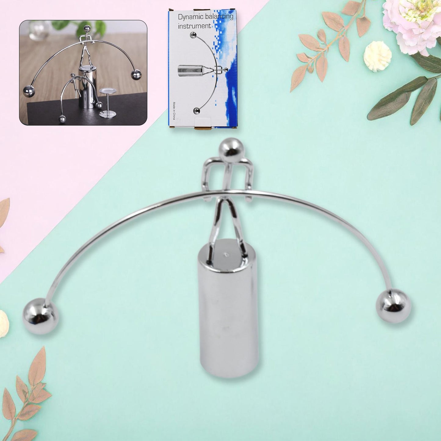 Mini Steel Balance Toy, Decoration Pendulum Newton Cradle Balance Ball Tumbler Desk Toy Metal Man Home Home Decoration Crafts - Springkart 