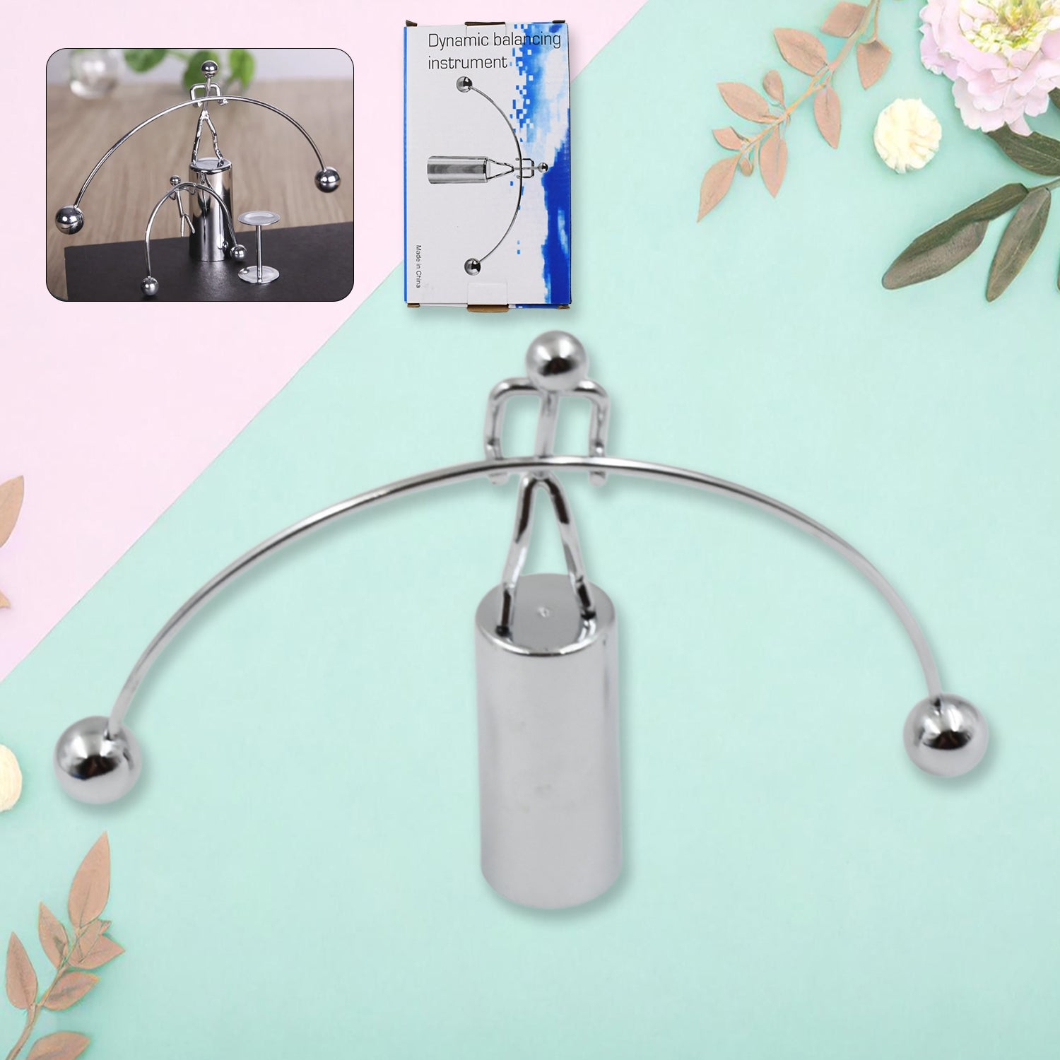 Mini Steel Balance Toy, Decoration Pendulum Newton Cradle Balance Ball Tumbler Desk Toy Metal Man Home Home Decoration Crafts - Springkart 