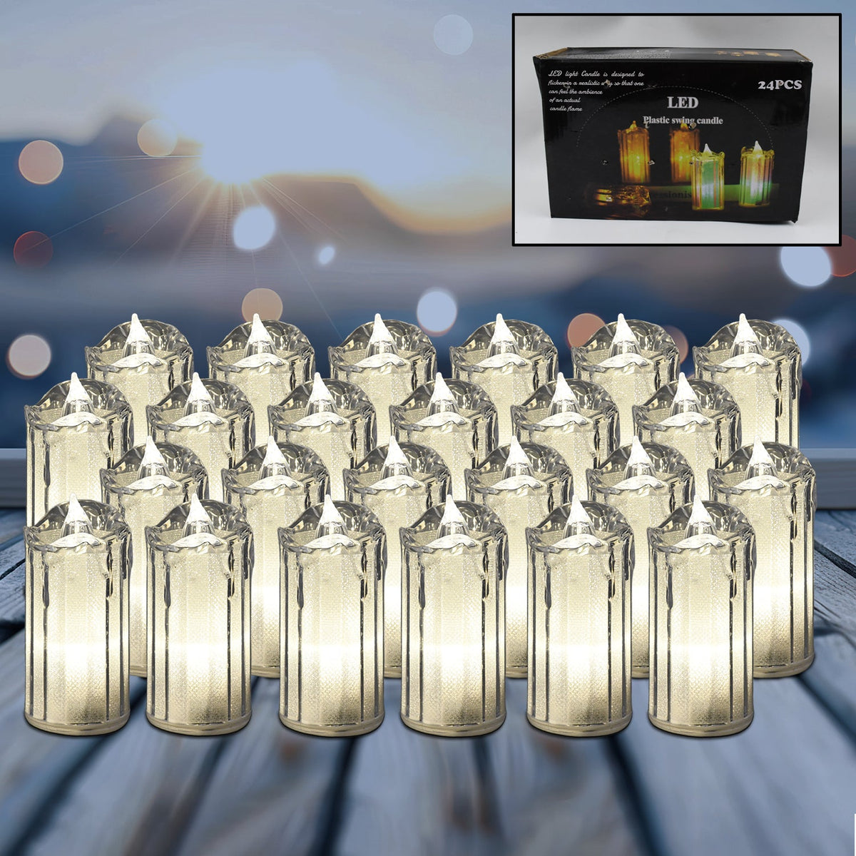 24 Pc Flameless and Smokeless Decorative Melting Candles LED Tea Light Candle Flickering Electronic Candle - Springkart 