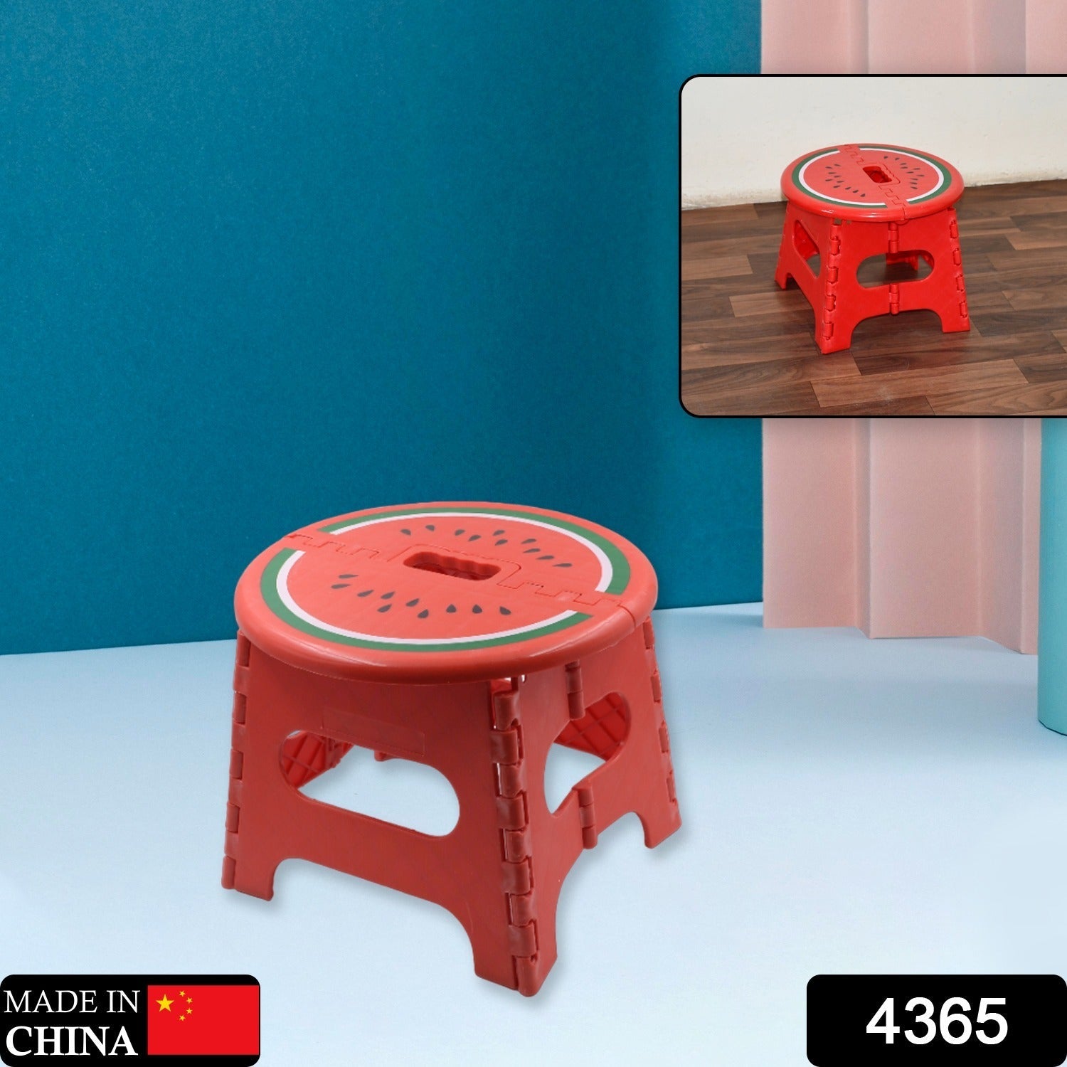 Mix Color Creative Thickening Folding Stool, Fruit Pattern Plastic Low Stool for Kindergarten Small Bench Hinge Handle Design,Learn Game Children's Kids Table Indoor Household Children's Chair Lightweight - Springkart 