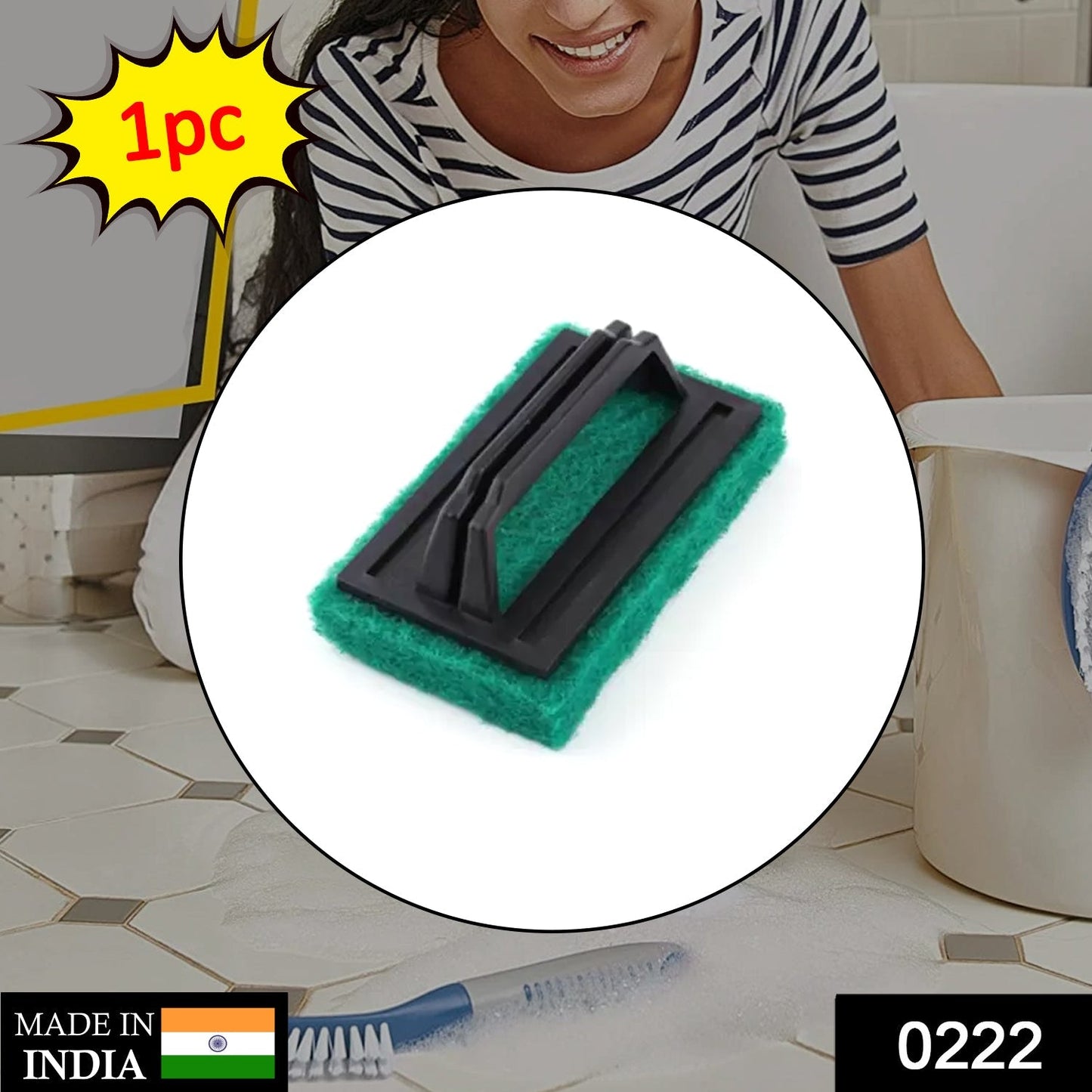 Handle Scrubber Brush widely used by all types of peoples for washing utensils and stuffs in all kinds of bathroom and kitchen places etc. - Springkart 