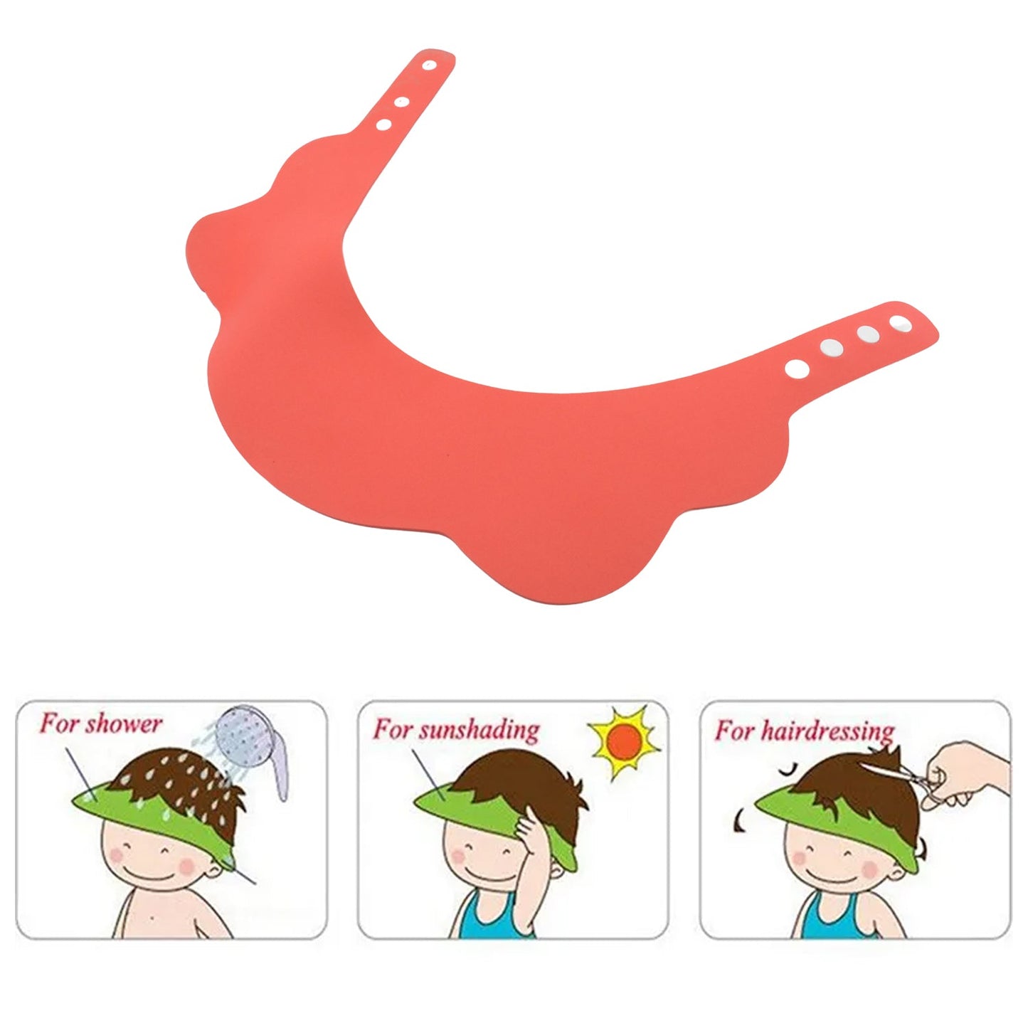 Baby Shower Cap Adjustable Silicone Shower Visor Bathing Hat Shampoo Caps Soft Stretchy Safety Bath Hats Protect Eyes Ears for Kids, Baby Bath Cap Shower Protection for Eyes and Ear (1 Pc) - Springkart 