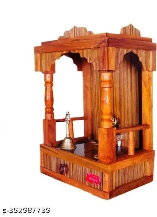 Home temple Wooden Pooja Mandir for Home Temple, Office Puja Mandir for Home Wall Hanging Size (45 x 32 x 22 cm, Brown)