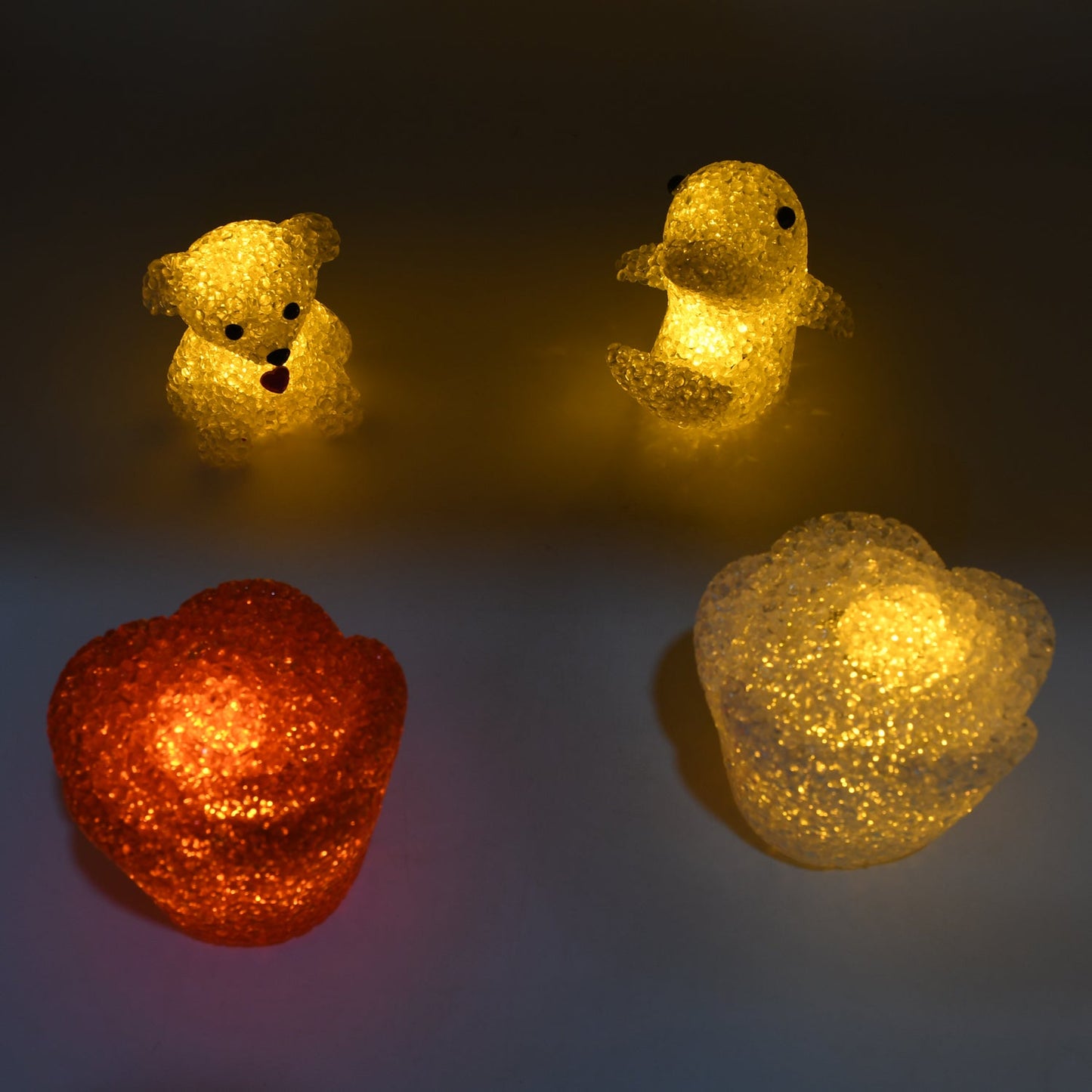 MULTI SHAPE SMALL LIGHT LAMPS LED SHAPE CRYSTAL NIGHT LIGHT LAMP (6 PC SET) - Springkart 
