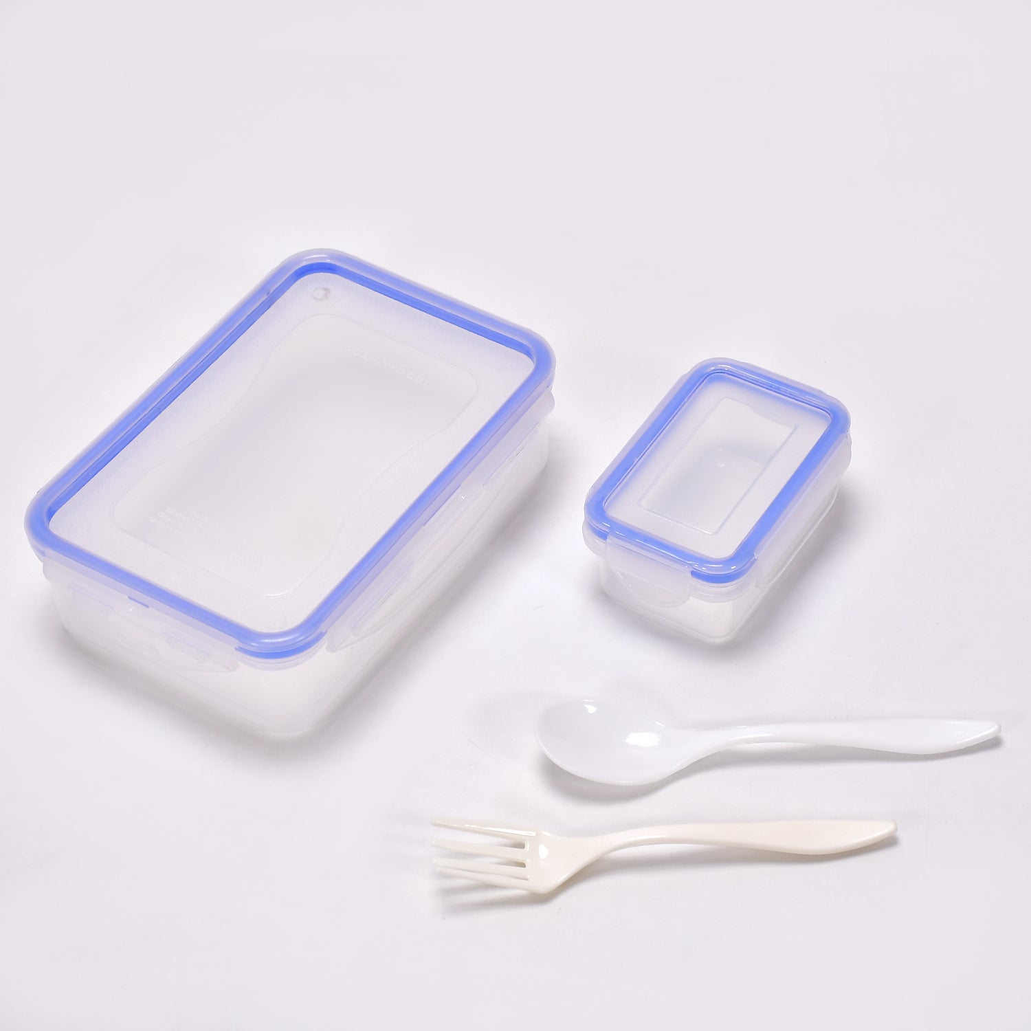 Air-tight lunch box with small square container, multiple views