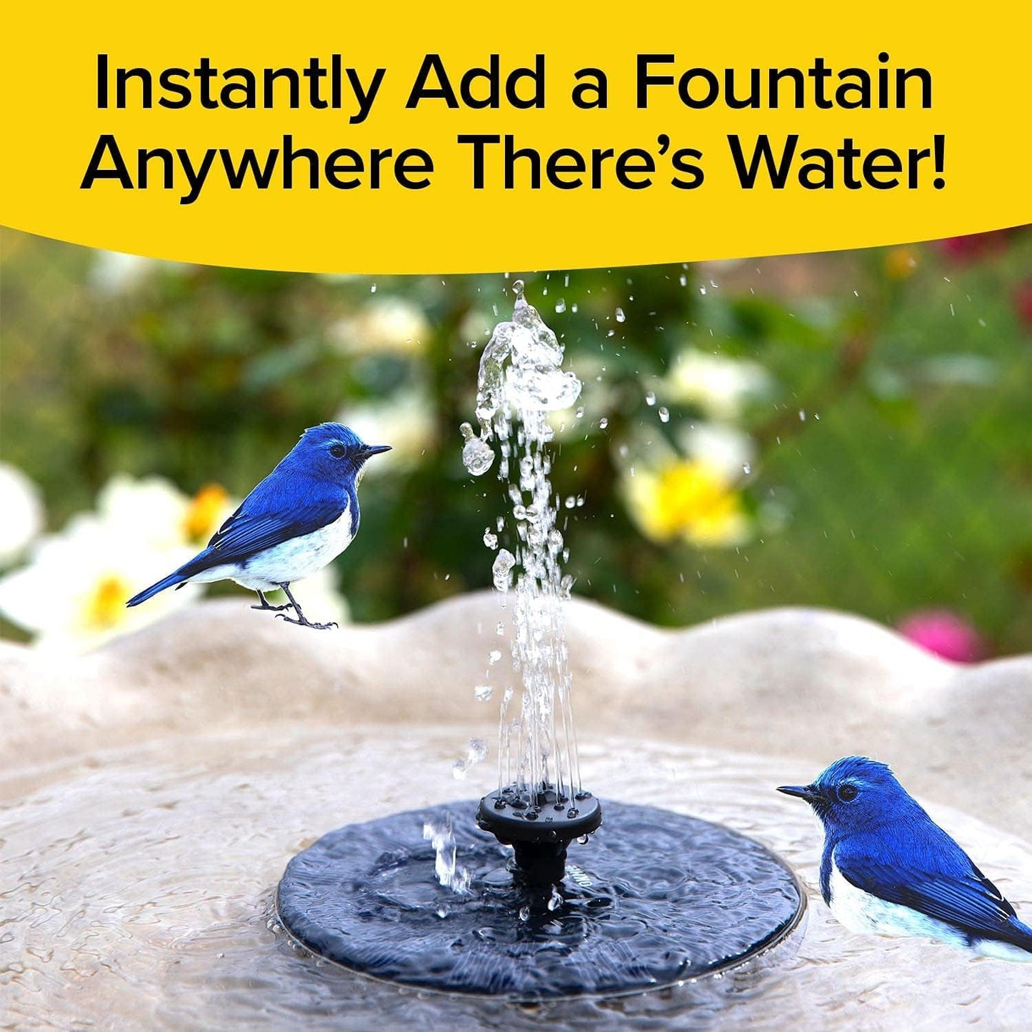 Fast Fountain by Pocket Hose - Solar-Powered - Instantly Adds a Water Feature Virtually Anywhere - 5 Spray Modes - No Installation or Batteries Required - Great for Bird Baths, Pools, Pond & More (1 Pc) - Springkart 