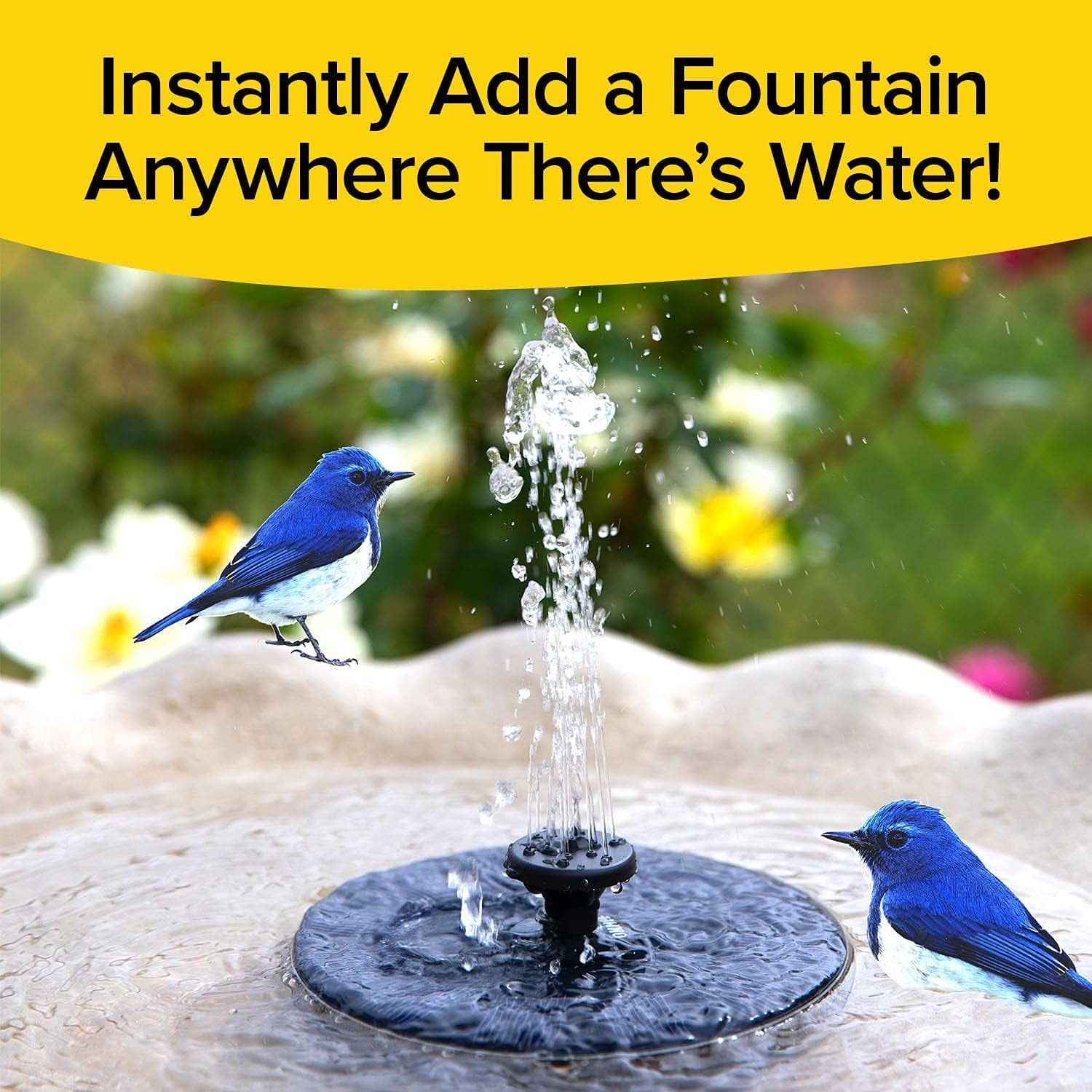 Fast Fountain by Pocket Hose - Solar-Powered - Instantly Adds a Water Feature Virtually Anywhere - 5 Spray Modes - No Installation or Batteries Required - Great for Bird Baths, Pools, Pond & More (1 Pc) - Springkart 