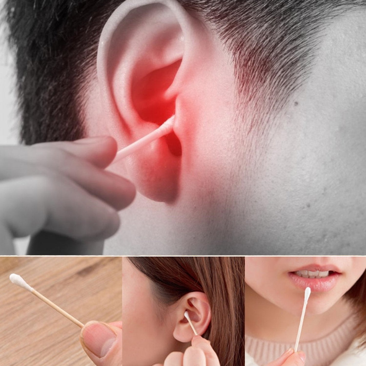 Cotton Swabs Bamboo with Wooden Handles for Makeup Clean Care Ear Cleaning Wound Care Cosmetic Tool Double Head Biodegradable Eco Friendly (pack of 20) - Springkart 