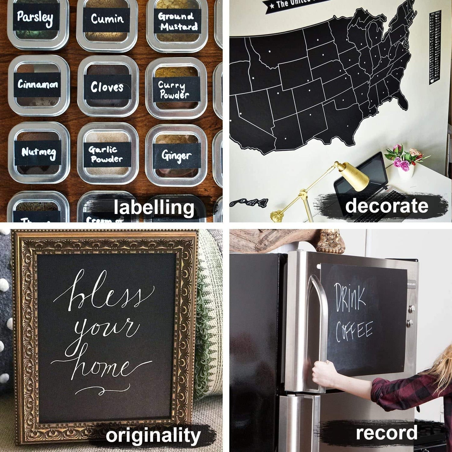 Blackboard Erasable Wall Sticker Chalkboard Sticker Removable Blackboard Wall Stickers Mural for Kids Room - Springkart 