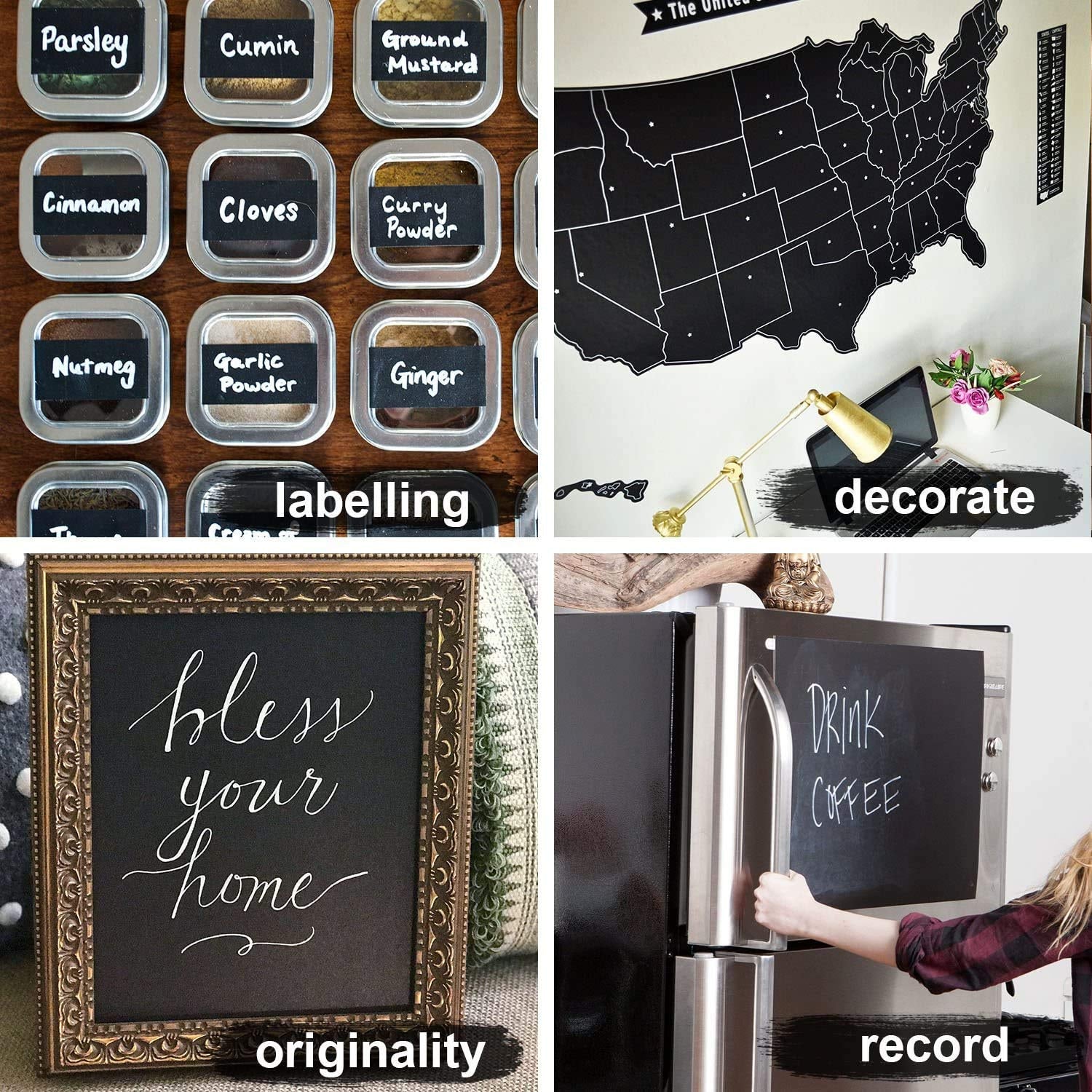 Blackboard Erasable Wall Sticker Chalkboard Sticker Removable Blackboard Wall Stickers Mural for Kids Room - Springkart 