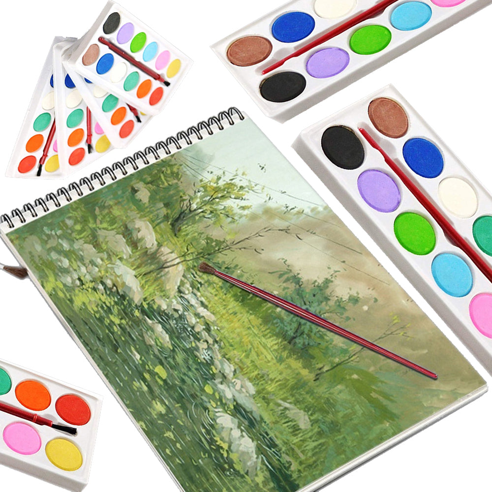 Painting Water Color Kit - 12 Shades and Paint Brush (13 Pcs) - Springkart 