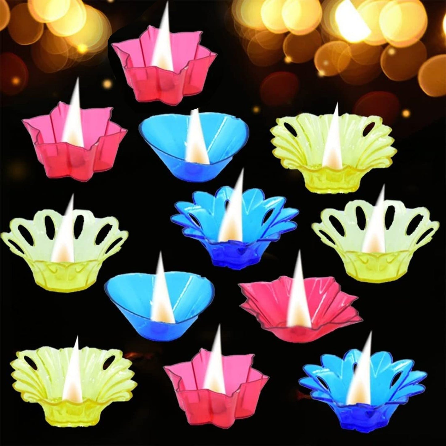 Magical Reflection Diya Set with 6 Attractive Design Cup Set Of 12 Pieces - Springkart 