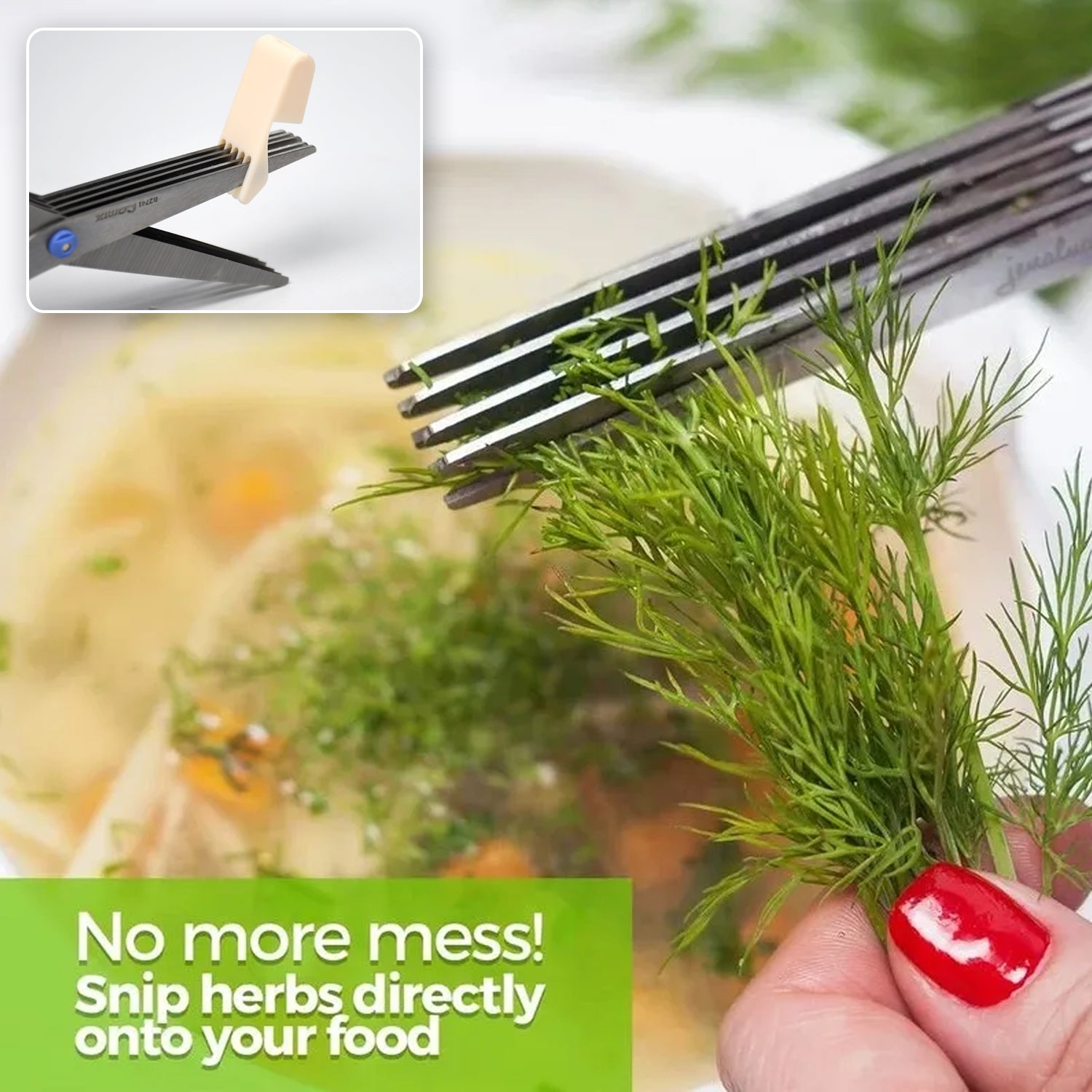 MULTIFUNCTION VEGETABLE STAINLESS STEEL HERBS SCISSOR WITH 5 BLADES - Springkart 