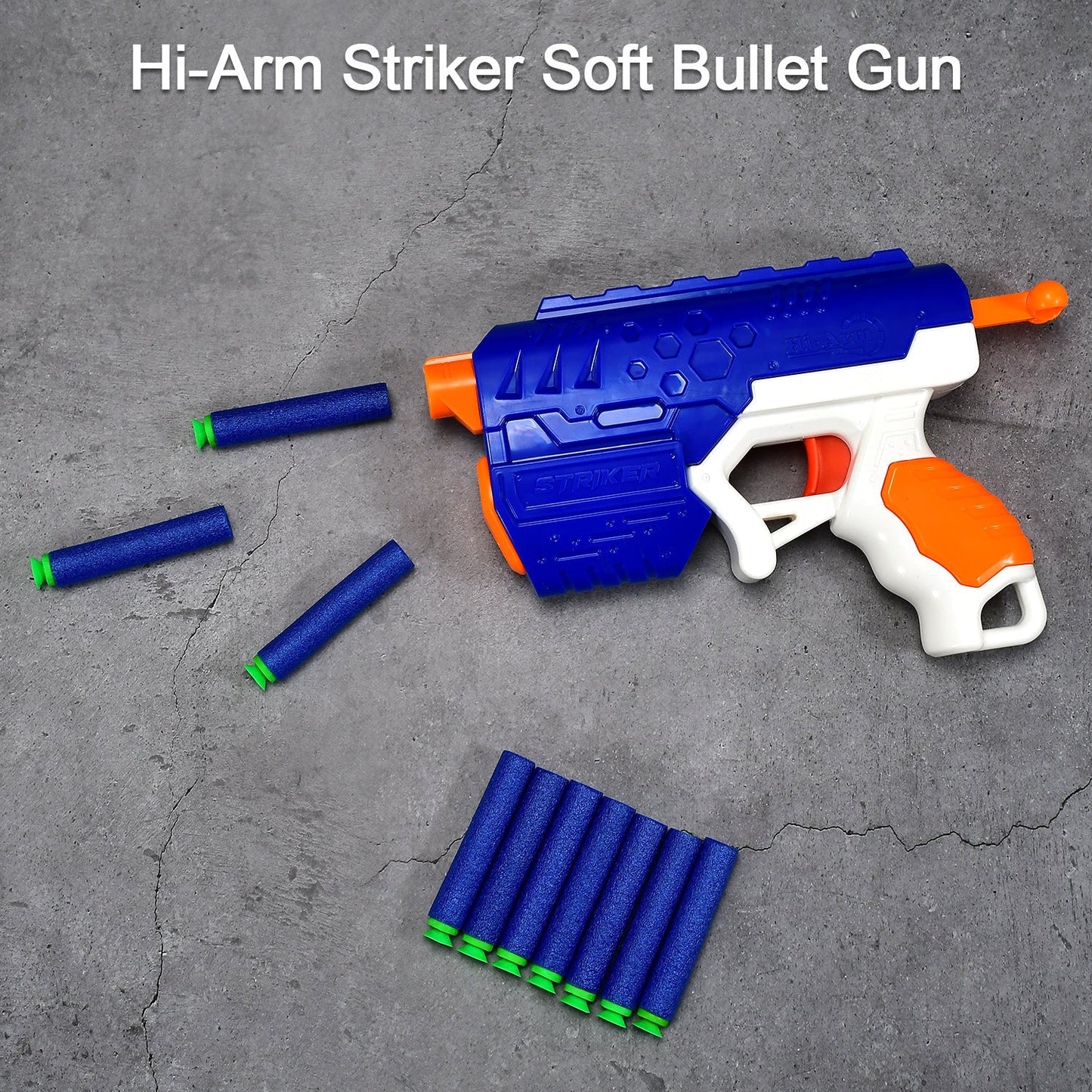 Hi-Arm Gun with 10xFoam Suction Bullet ,Made with ABS Plastic ,Solid Build ,Target Shooting - Springkart 