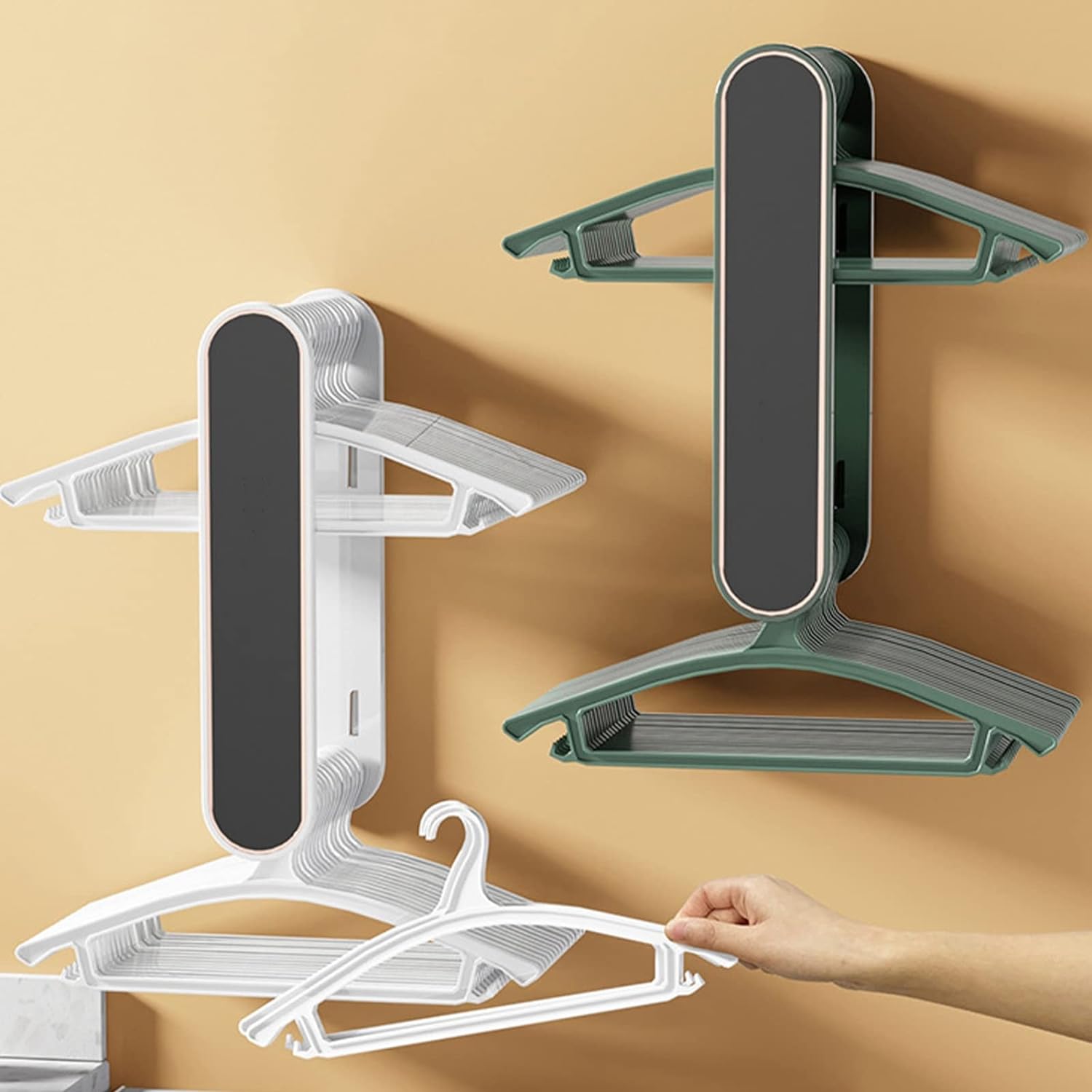 Hanger Organizer Stacker, Wall Mounted Stretchable Clothes Hanger Holder Organizer, Wall Mount Clothes Rack Organizer for Washing Machine, Hanger Storage Rack - Springkart 