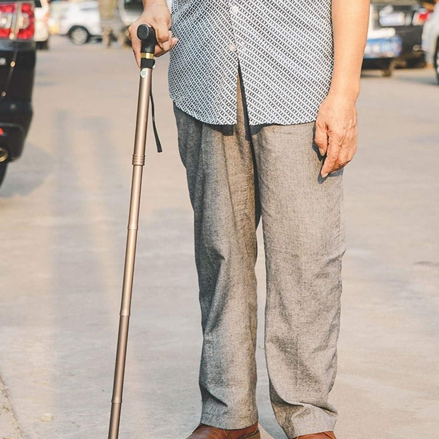 Foldable Walking Cane for Men, Women - Fold-up, Collapsible, Lightweight, Adjustable, Portable Hand Walking Stick - Balancing Mobility Aid - Sleek, Comfortable T Handles - Springkart 