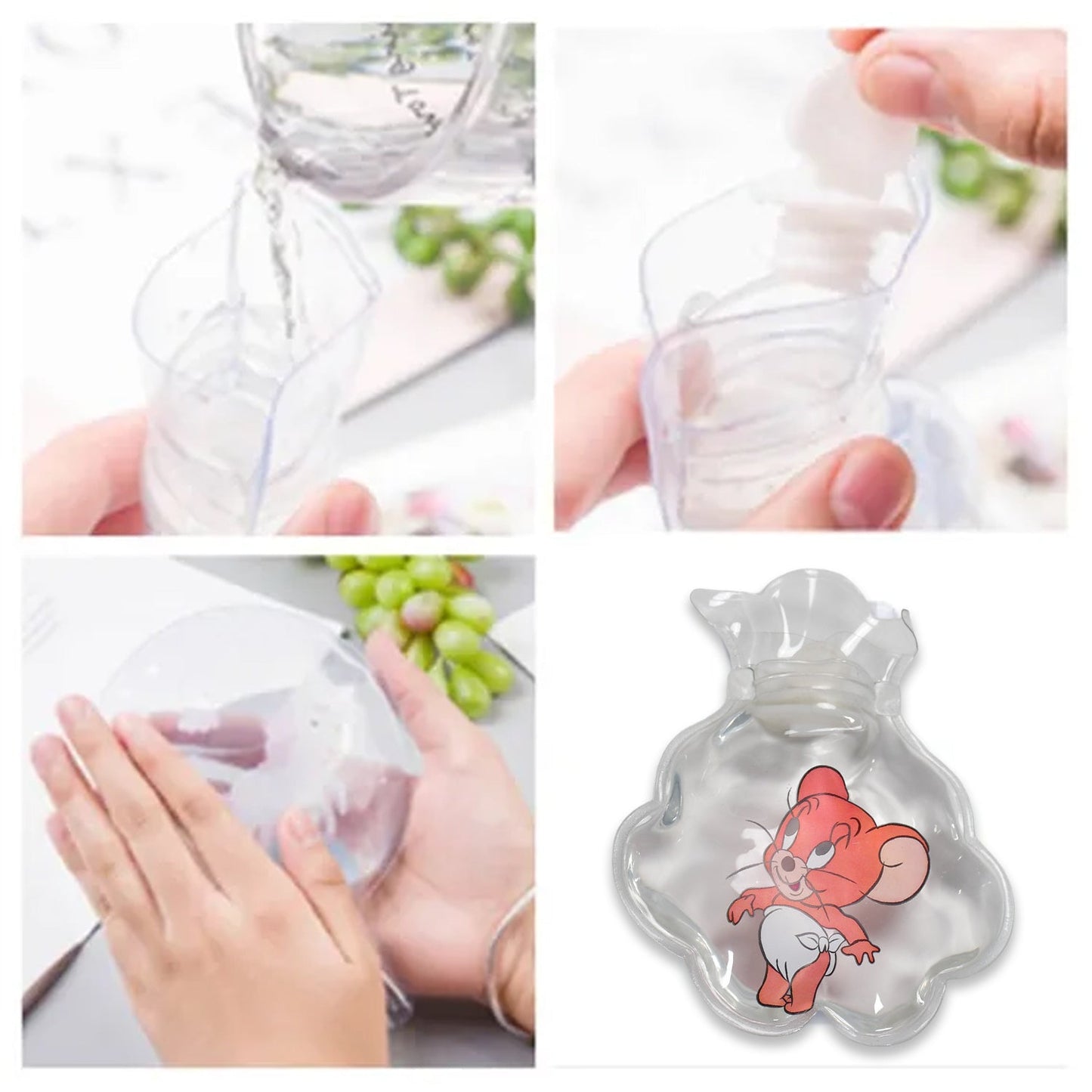MIX TRANSPARENT MULTI DESIGN SMALL HOT WATER BAG WITH COVER FOR PAIN RELIEF, NECK, SHOULDER PAIN AND HAND, FEET WARMER, MENSTRUAL CRAMPS. - Springkart 