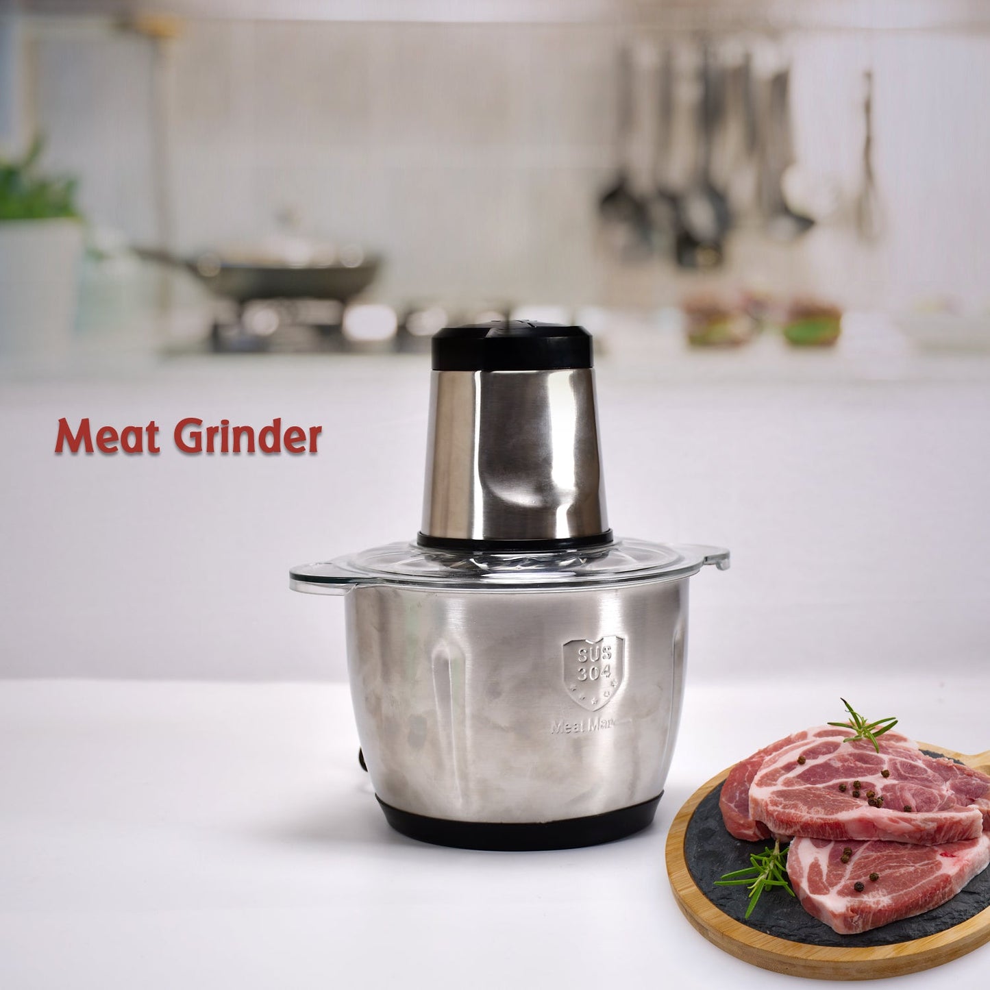 Stainless Steel Electric Meat Grinders with Bowl Heavy for Kitchen Food Chopper, Meat, Vegetables, Onion , Garlic Slicer Dicer, Fruit & Nuts Blender (3L) - Springkart 