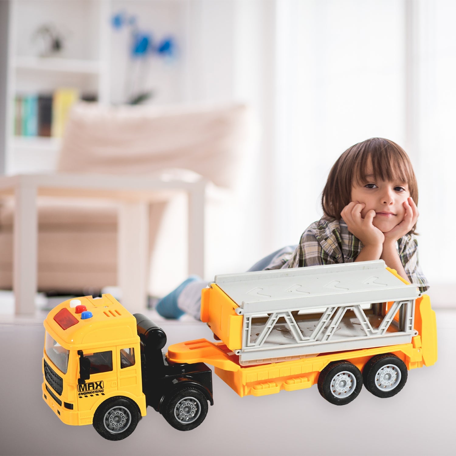 Realistic Long-Haul Toy Vehicle Transport Playset with Lights and Sound - Springkart 