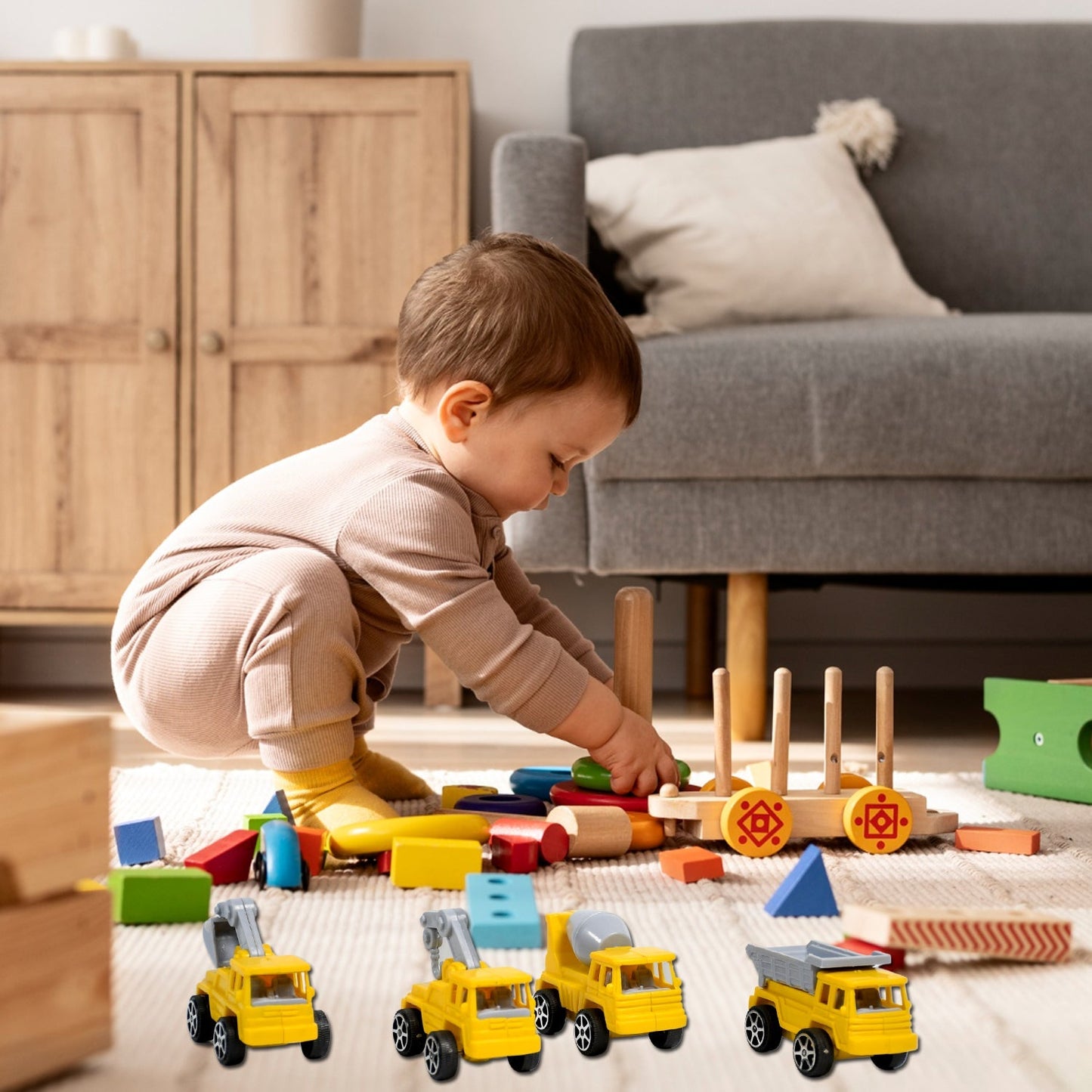 Mini Construction Toy Construction Truck Toys Construction Vehicles Alloy Truck Head, Excavator Digger Bulldozer Crane Toy For Boy Girl Toddler Gifts - Springkart 