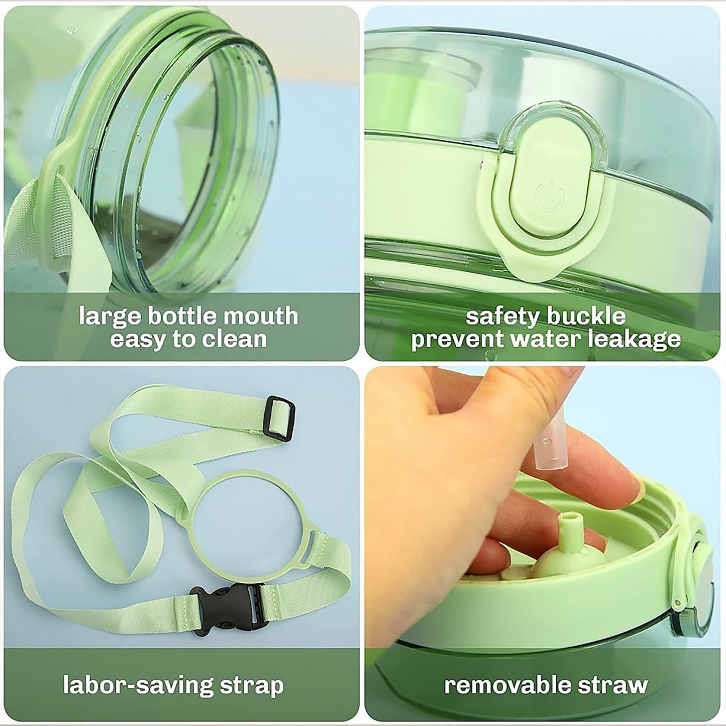 Insulated Water Bottle Portable Water Bottle With Strap, Sticker and Straw Cute Outdoor Sports Bottle For Water Travel Drinkware Jug Travel Water Bottle large Capacity Water Jug, Gym / Kid / Outdoor Sport / Campus, Fashionable (1300 ML Approx) - Springkart 
