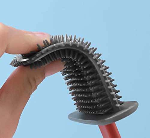 Silicone Toilet Brush with Holder Stand for Bathroom Cleaning - Springkart 