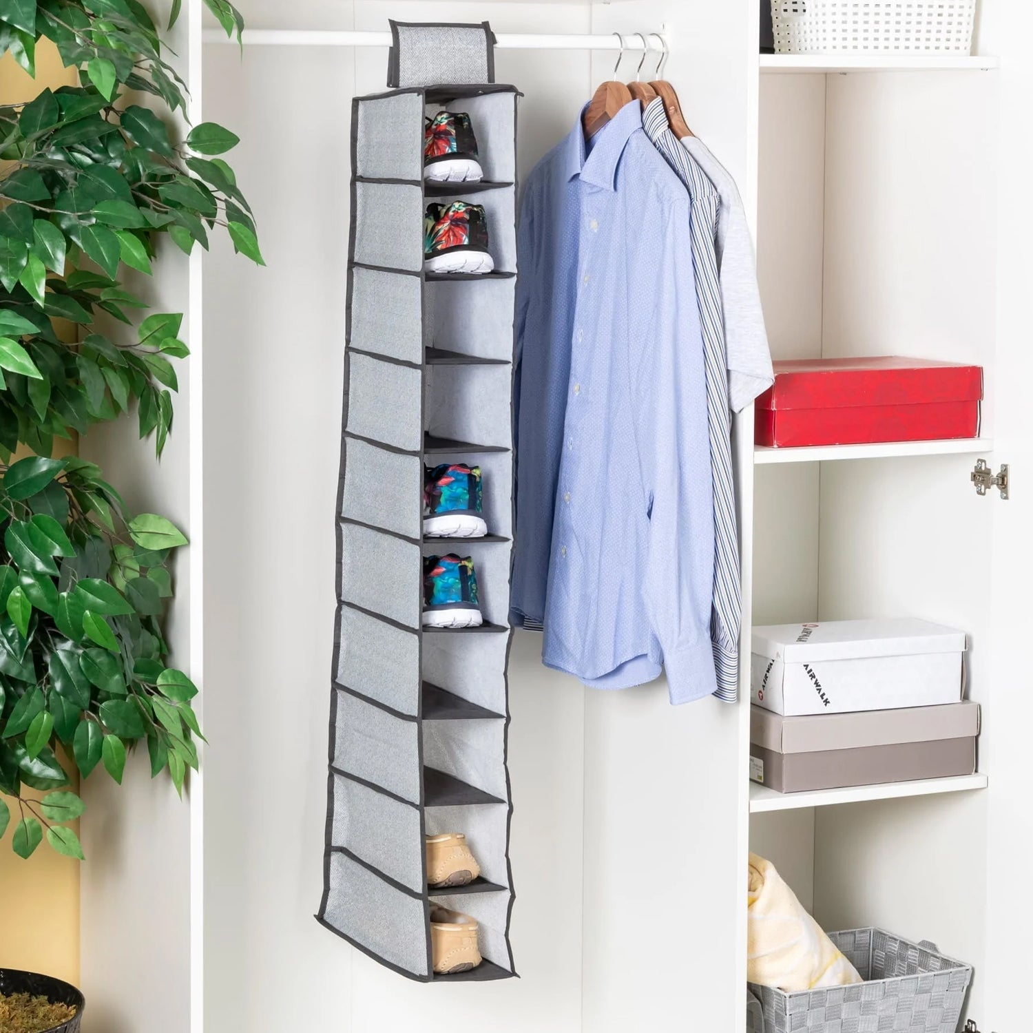 10-tier fabric wardrobe organizer, foldable rack