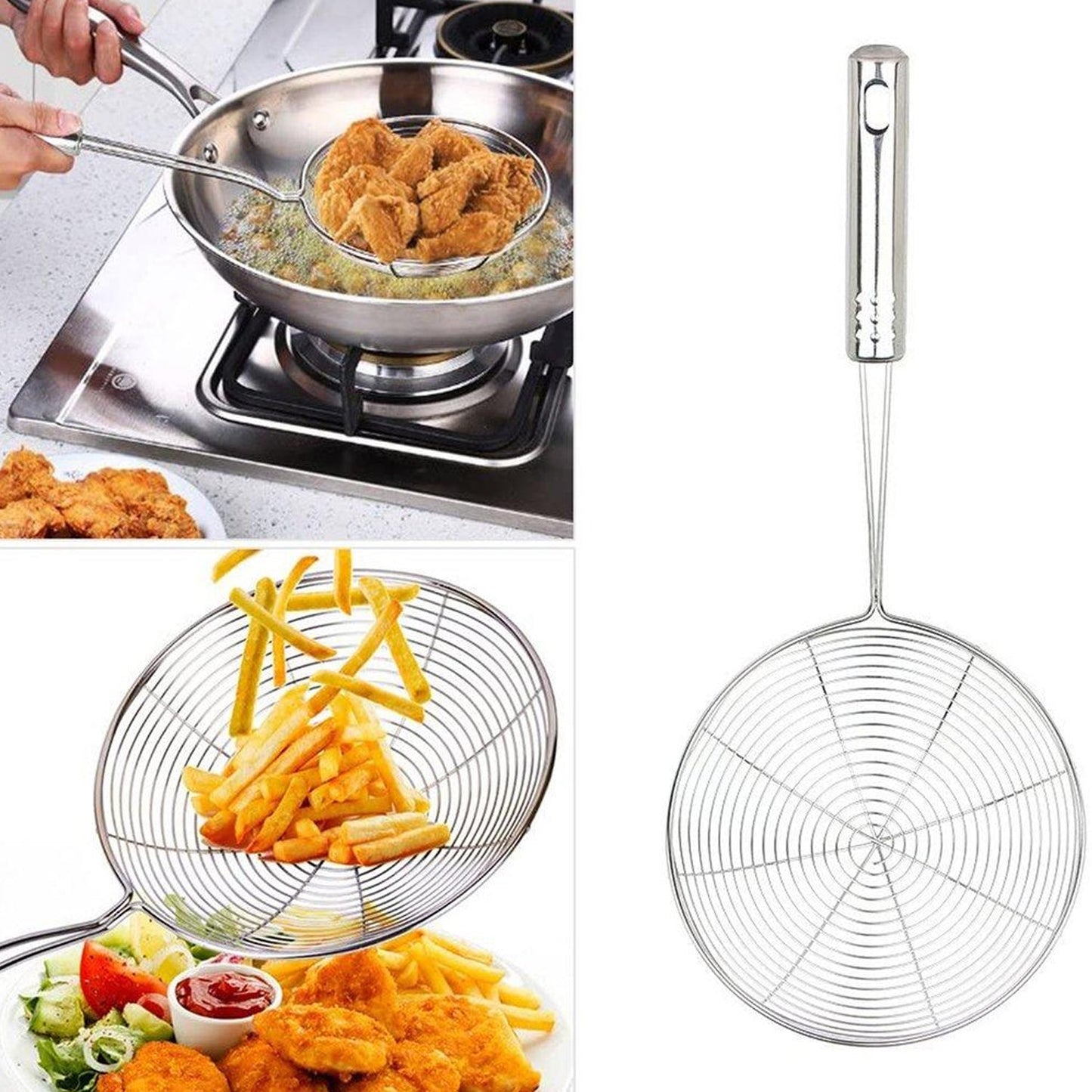 Medium Oil Strainer To Get Perfect Fried Food Stuffs Easily Without Any Problem And Damage. - Springkart 