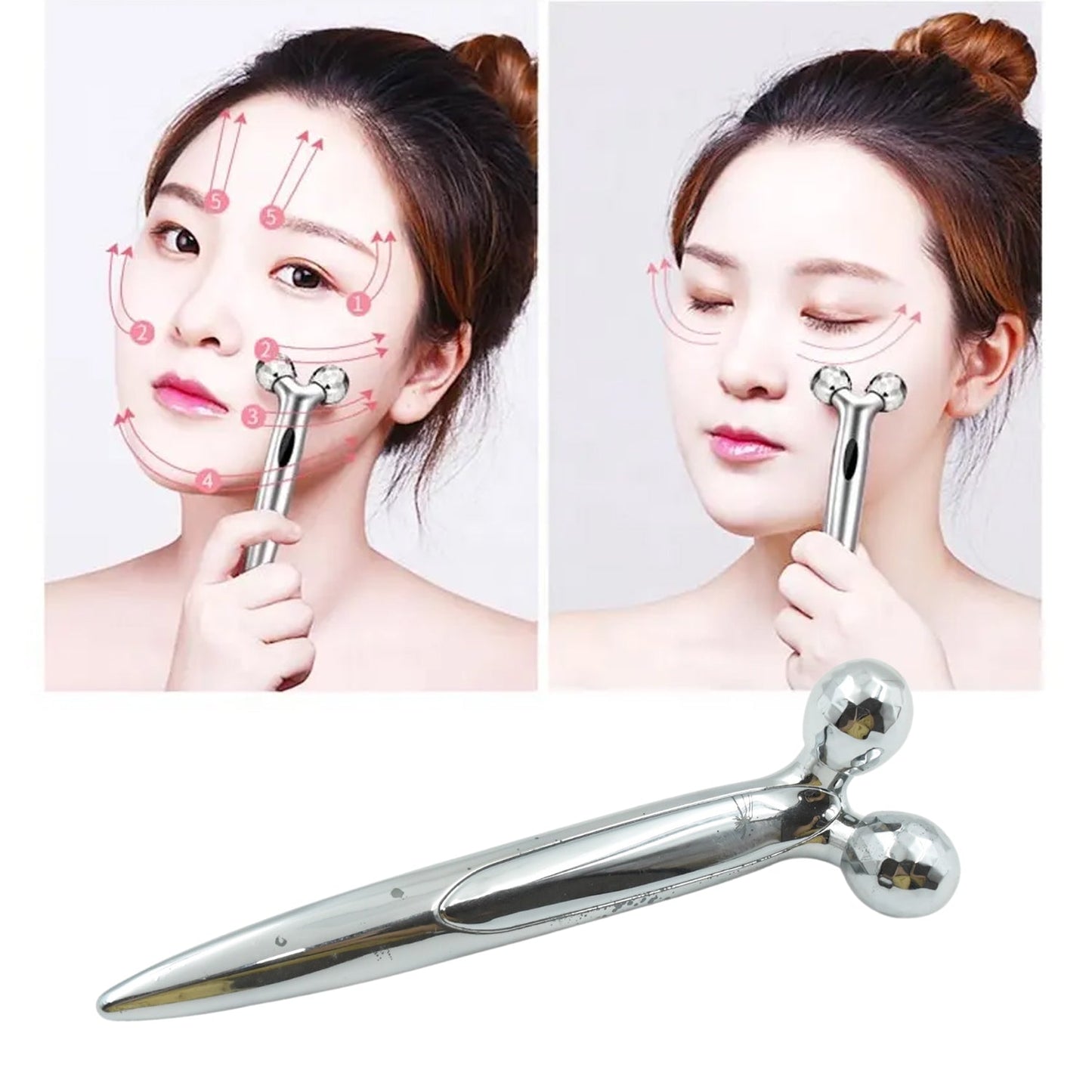 360 Degree Facial Roller, designed for face lifting and skin tightening, improves blood circulation and reduces puffiness. - Springkart 